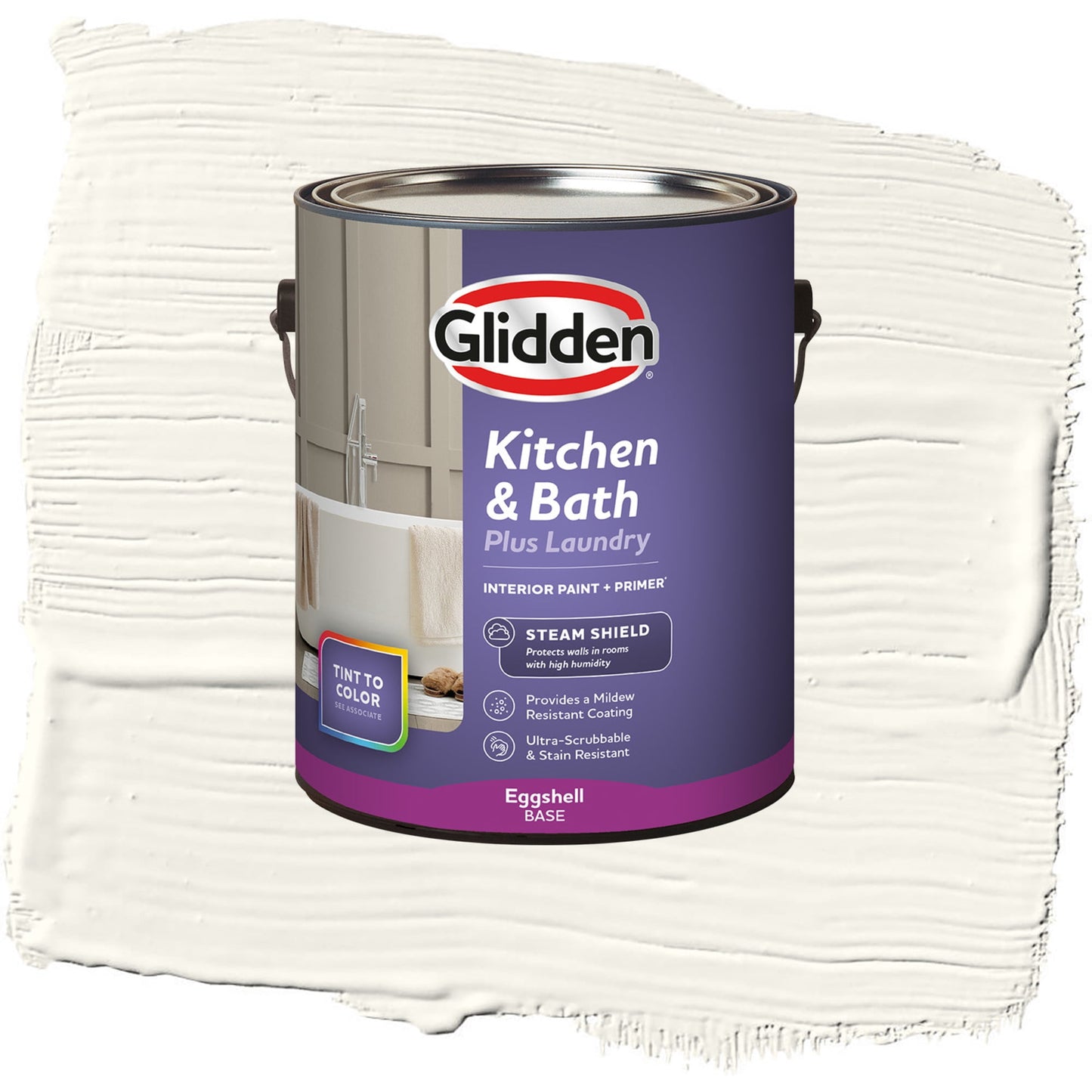 Glidden Glidden Kitchen Bath and Laundry Cotton Tail / Gray, Eggshell Interior Paint with Primer, 1 Gallon