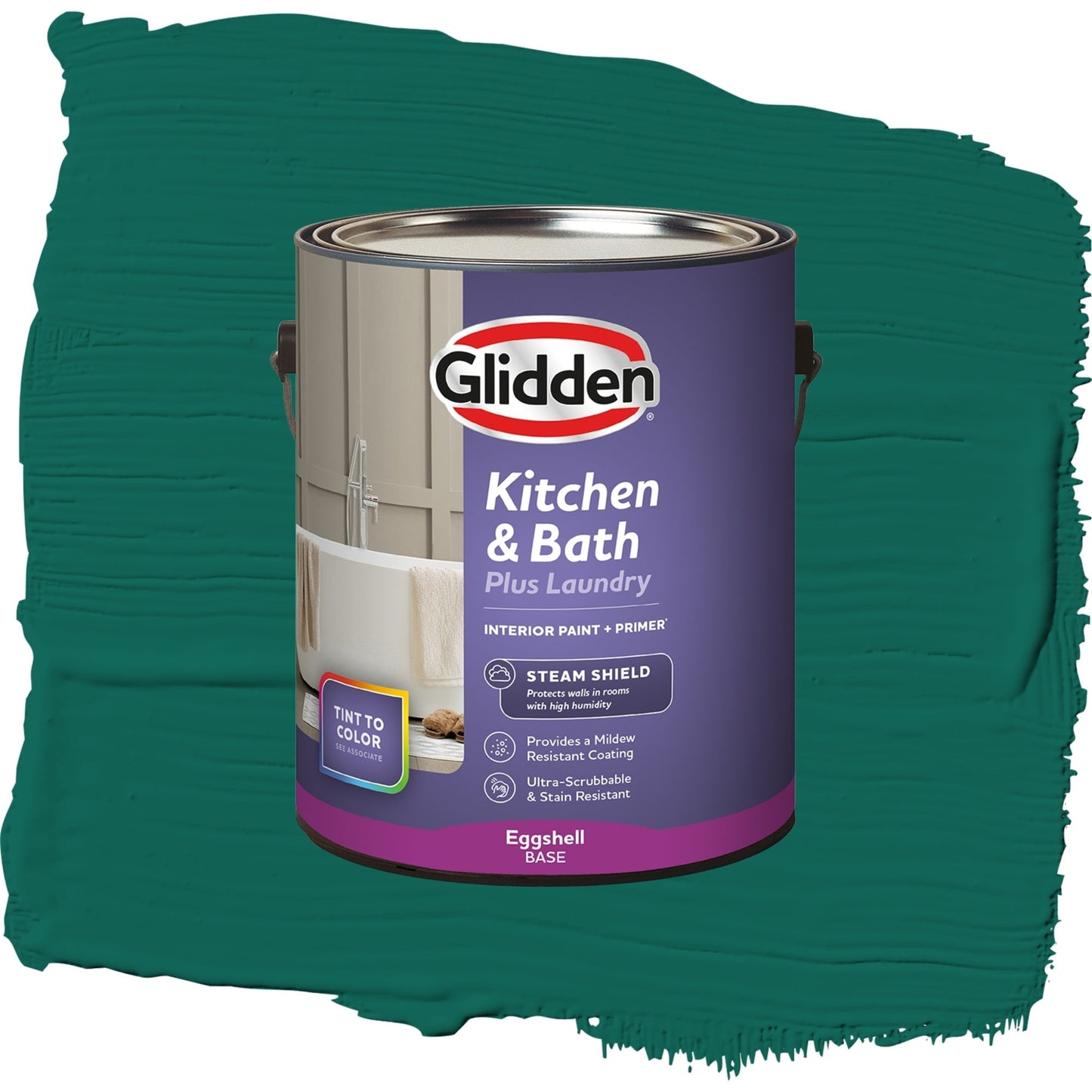 Glidden Glidden Kitchen Bath and Laundry Deep Veridian / Green, Eggshell Interior Paint with Primer, 1 Gallon