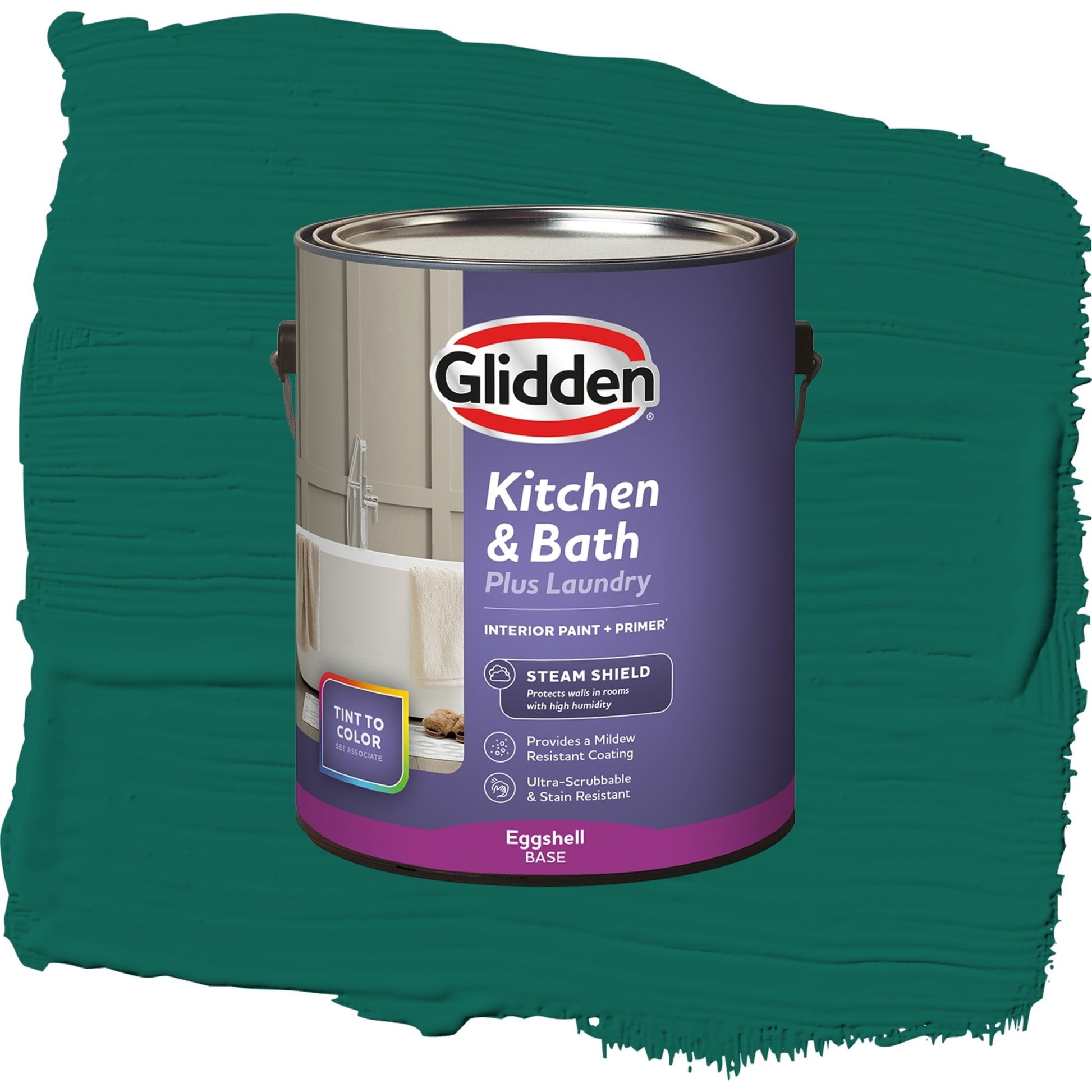 Glidden Glidden Kitchen Bath and Laundry Deep Veridian / Green, Eggshell Interior Paint with Primer, 1 Gallon