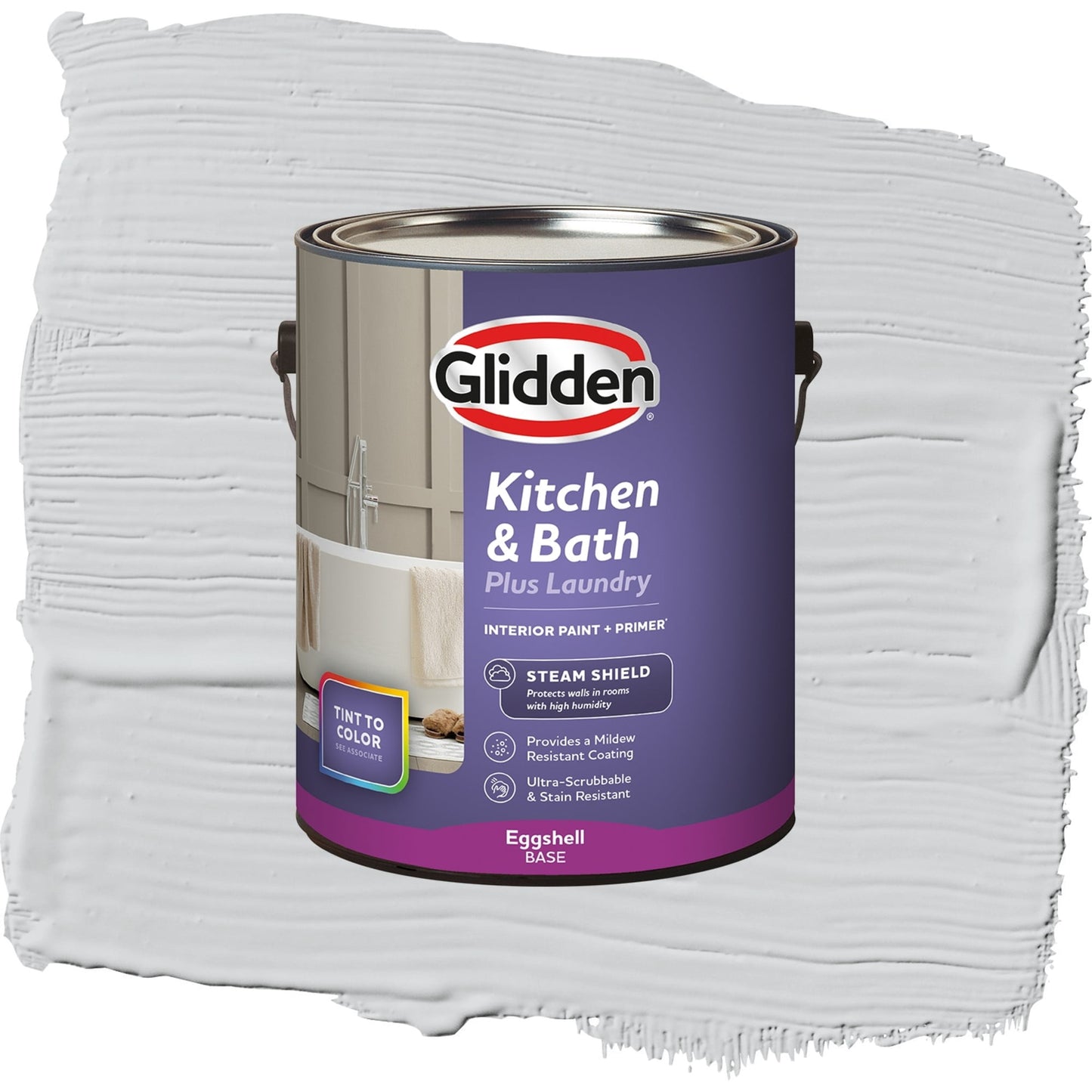 Glidden Glidden Kitchen Bath and Laundry Elemental / Gray, Eggshell Interior Paint with Primer, 1 Gallon