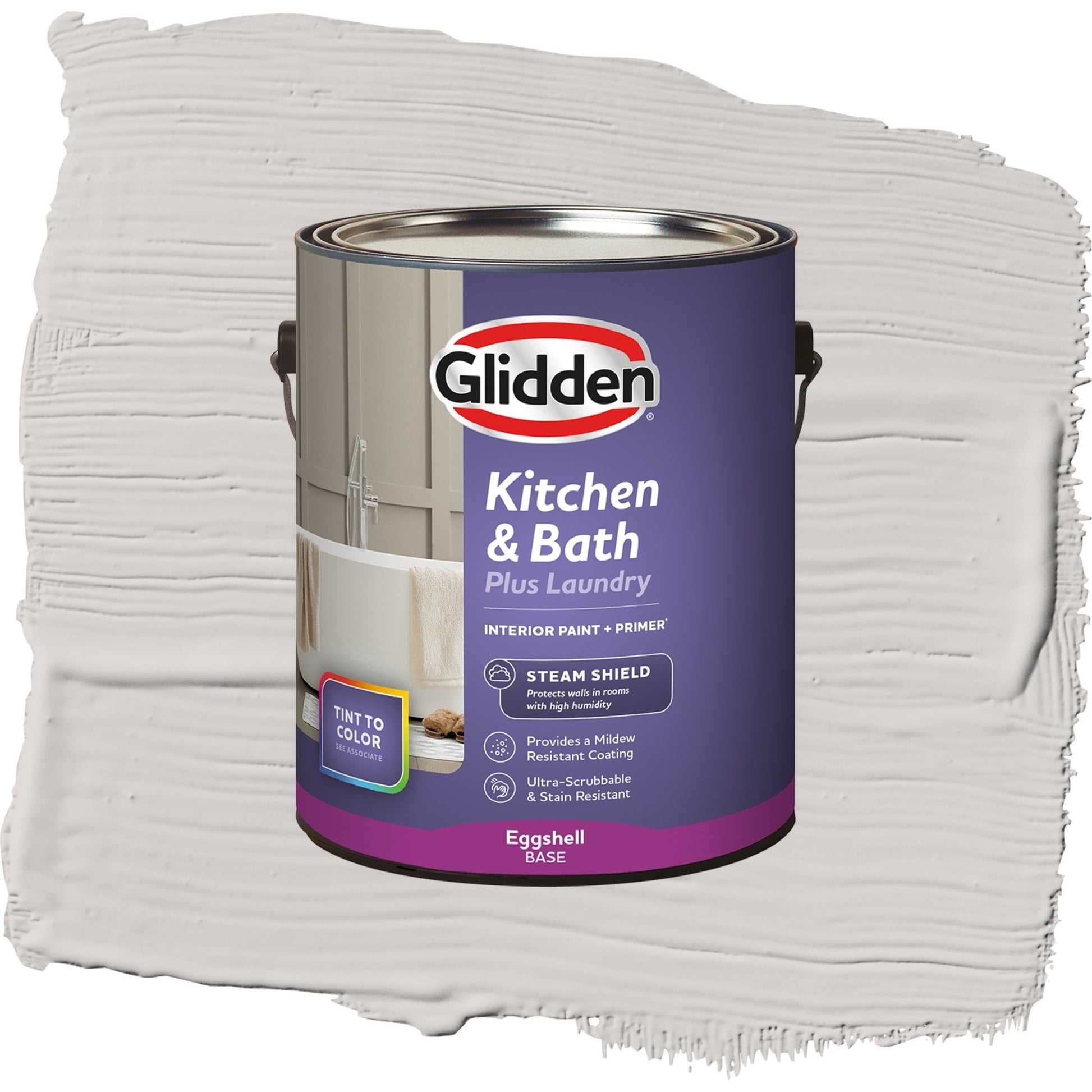 Glidden Glidden Kitchen Bath and Laundry Elusion / Gray, Eggshell Interior Paint with Primer, 1 Gallon