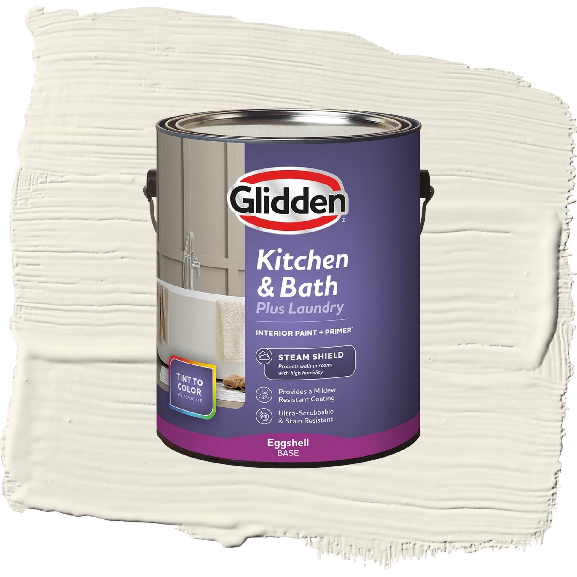 Glidden Glidden Kitchen Bath and Laundry Enduring Ice / White, Eggshell Interior Paint with Primer, 1 Gallon