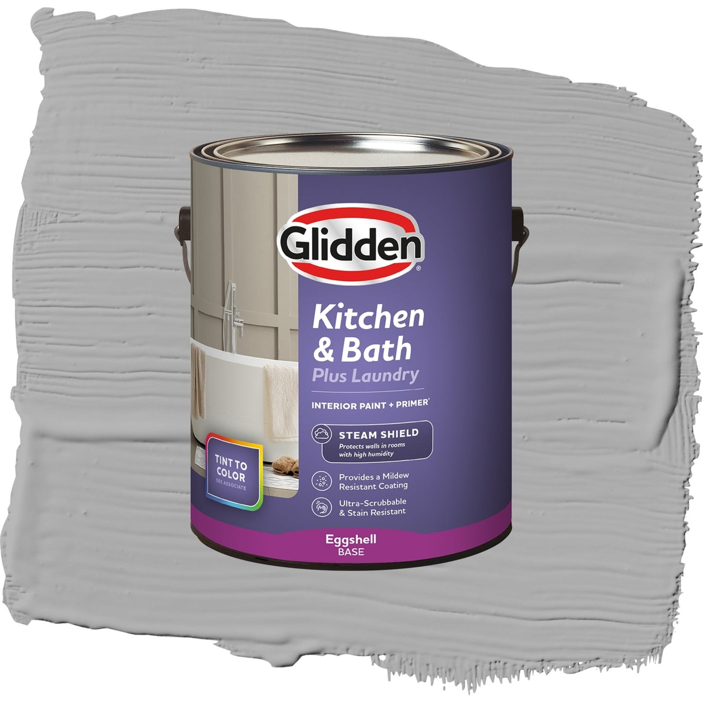 Glidden Glidden Kitchen Bath and Laundry Flagstone / Gray, Eggshell Interior Paint with Primer, 1 Gallon