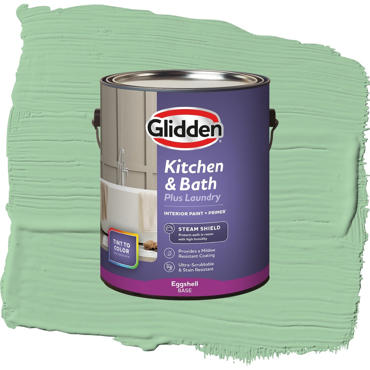 Glidden Glidden Kitchen Bath and Laundry French Market / Green, Eggshell Interior Paint with Primer, 1 Gallon