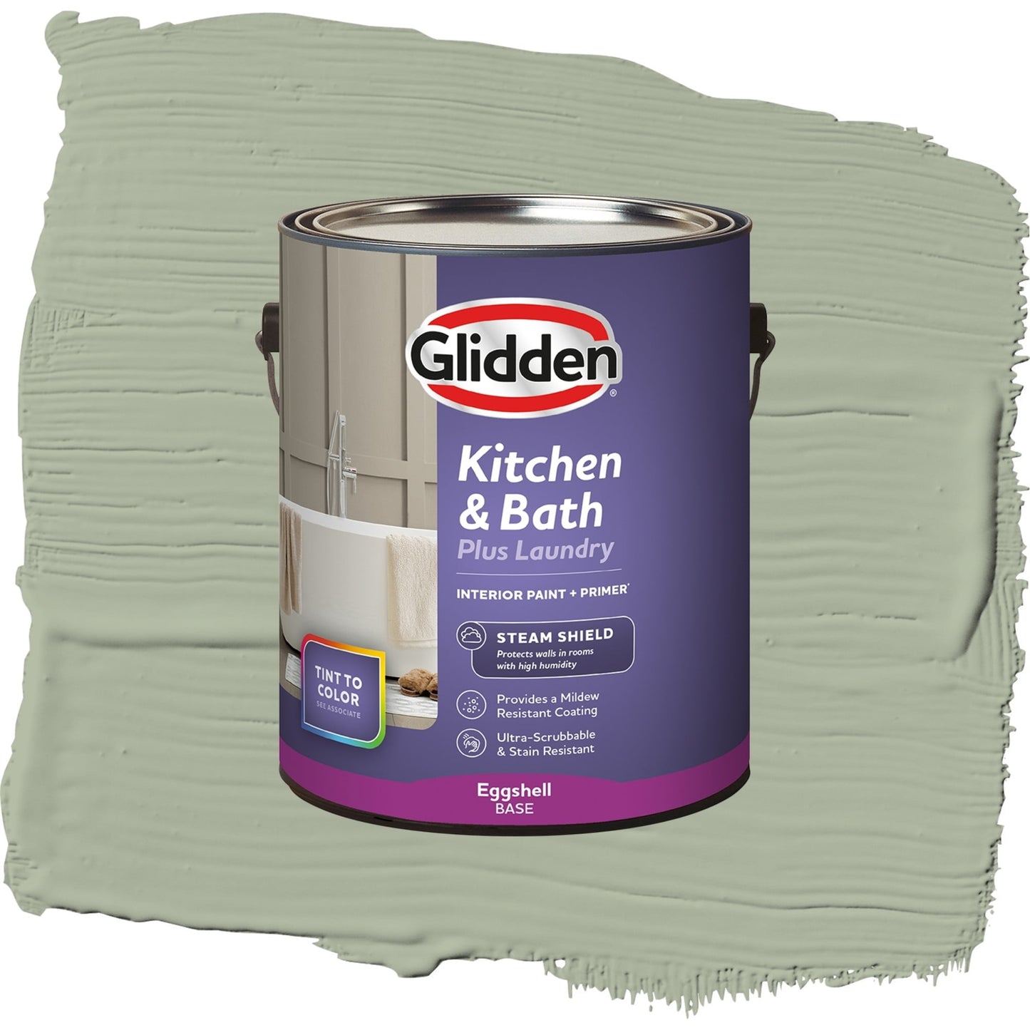 Glidden Glidden Kitchen Bath and Laundry Gargoyle / Green, Eggshell Interior Paint with Primer, 1 Gallon