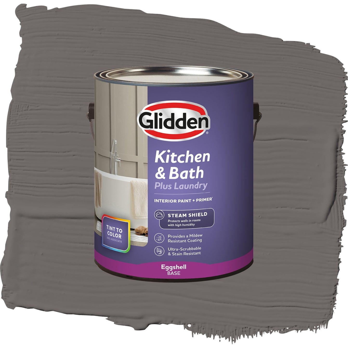 Glidden Glidden Kitchen Bath and Laundry Gibraltar Gray / Gray, Eggshell Interior Paint with Primer, 1 Gallon