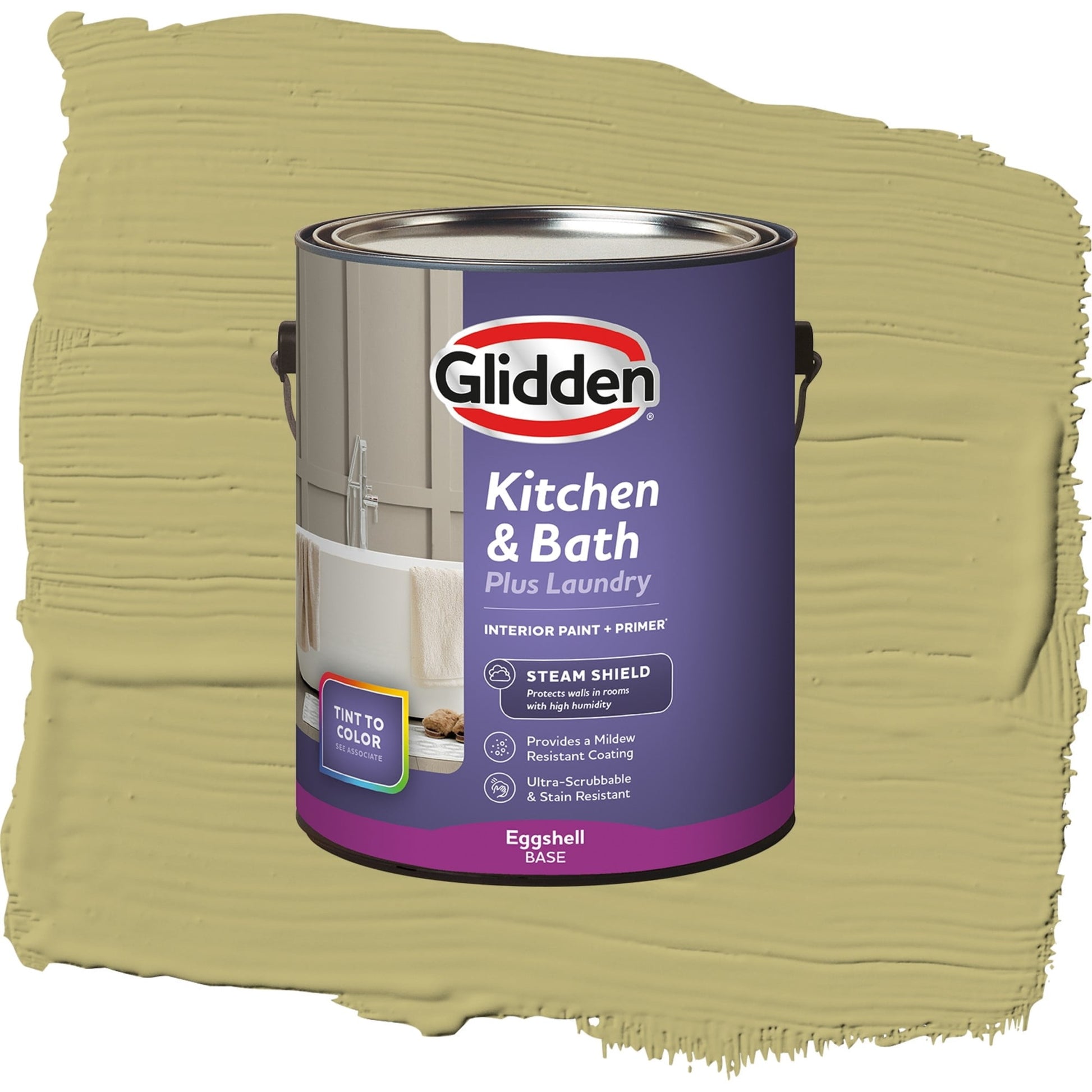 Glidden Glidden Kitchen Bath and Laundry Gracious Glow / Green, Eggshell Interior Paint with Primer, 1 Gallon