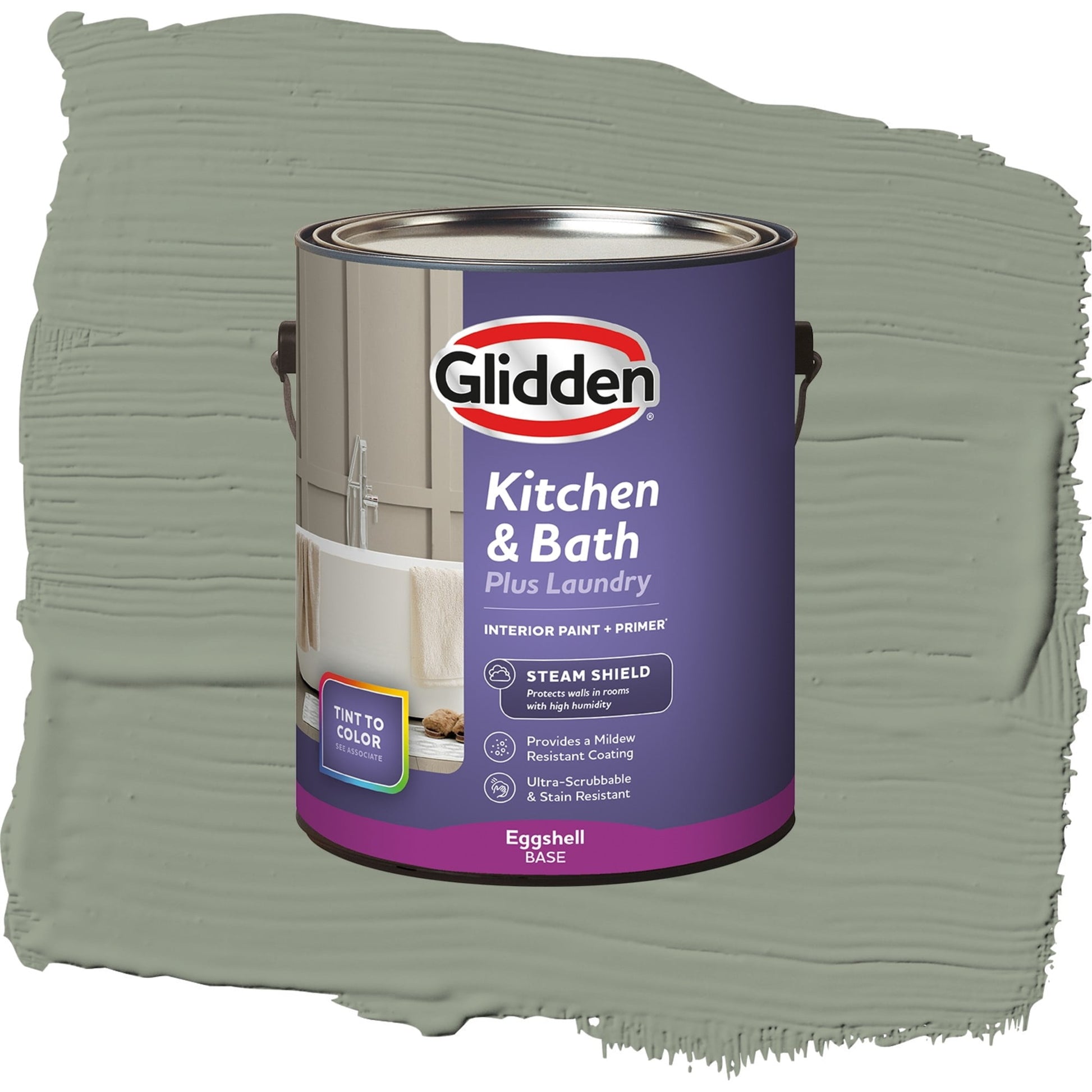 Glidden Glidden Kitchen Bath and Laundry Green Tea Leaf / Green, Eggshell Interior Paint with Primer, 1 Gallon