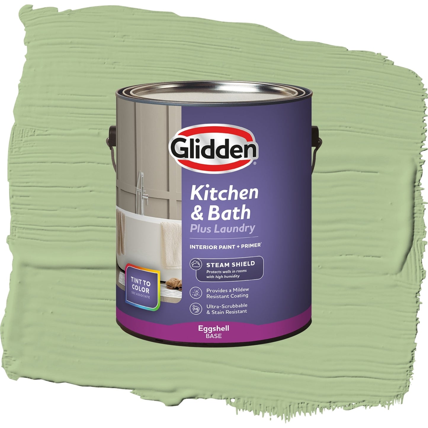 Glidden Glidden Kitchen Bath and Laundry Harmonious / Green, Eggshell Interior Paint with Primer, 1 Gallon