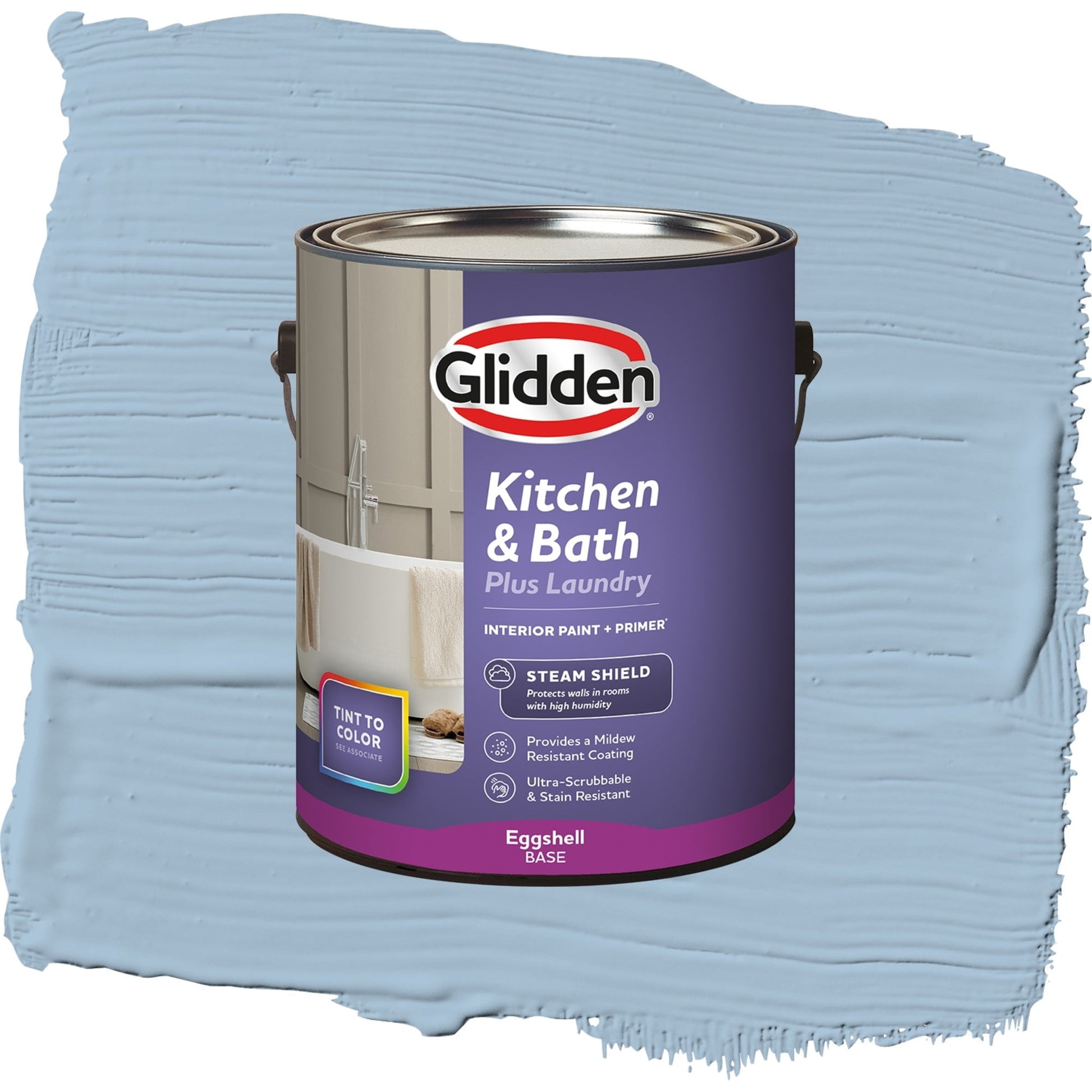 Glidden Glidden Kitchen Bath and Laundry Heavenly Blue / Blue, Eggshell Interior Paint with Primer, 1 Gallon