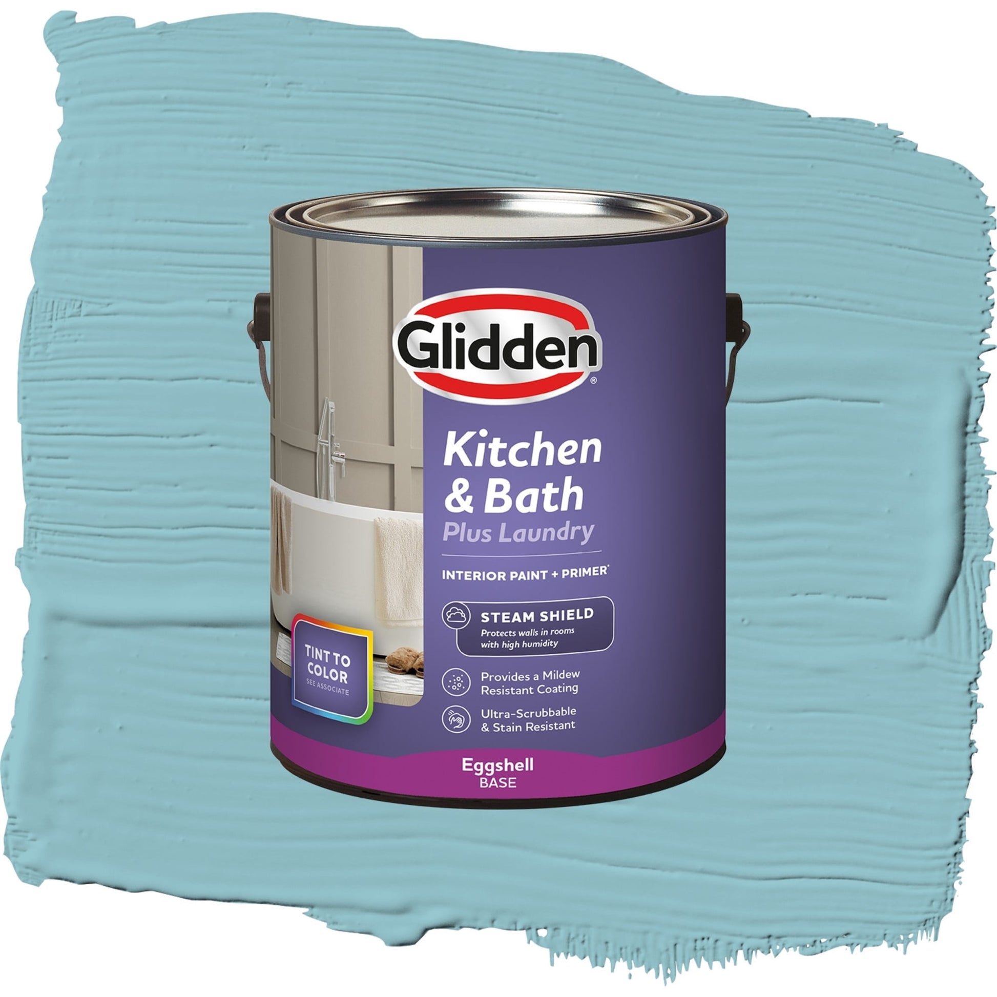 Glidden Glidden Kitchen Bath and Laundry Kingston Aqua / Blue, Eggshell Interior Paint with Primer, 1 Gallon