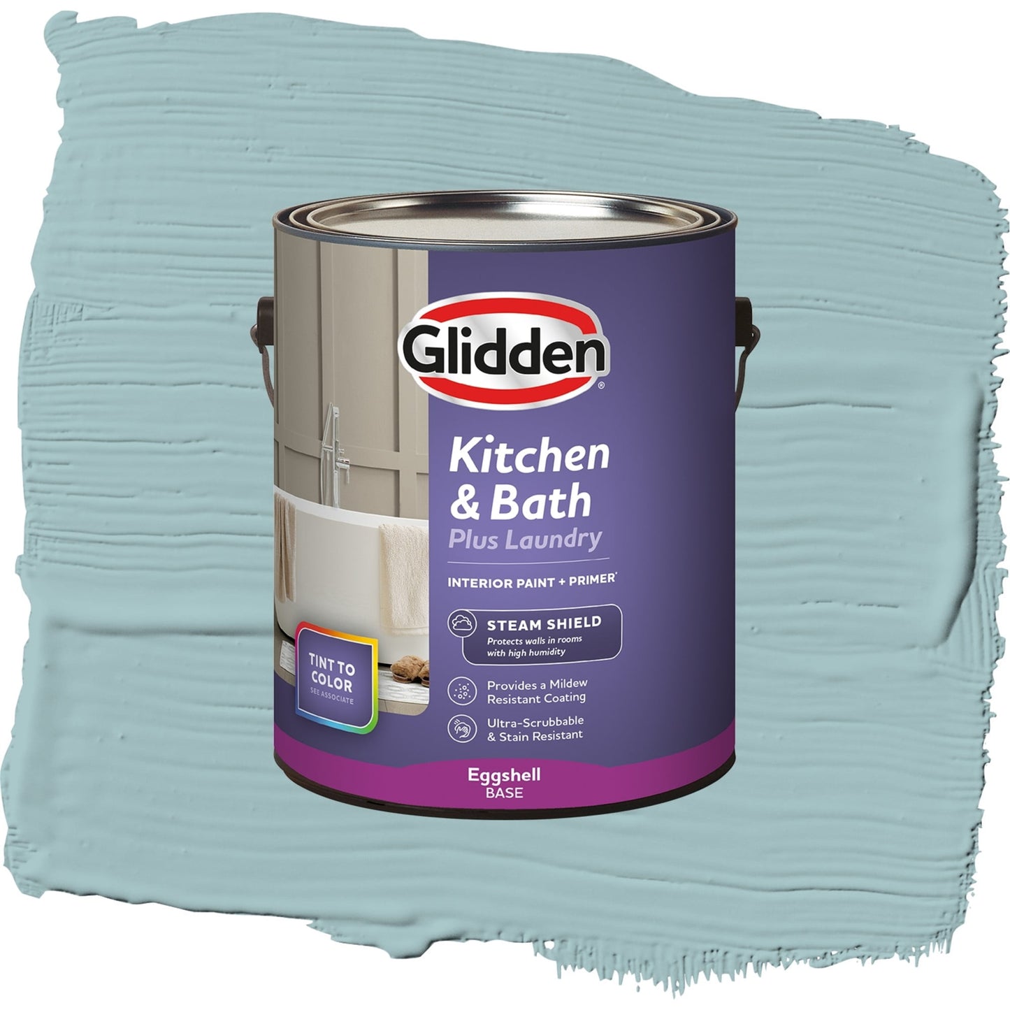 Glidden Glidden Kitchen Bath and Laundry Lazy River / Blue, Eggshell Interior Paint with Primer, 1 Gallon