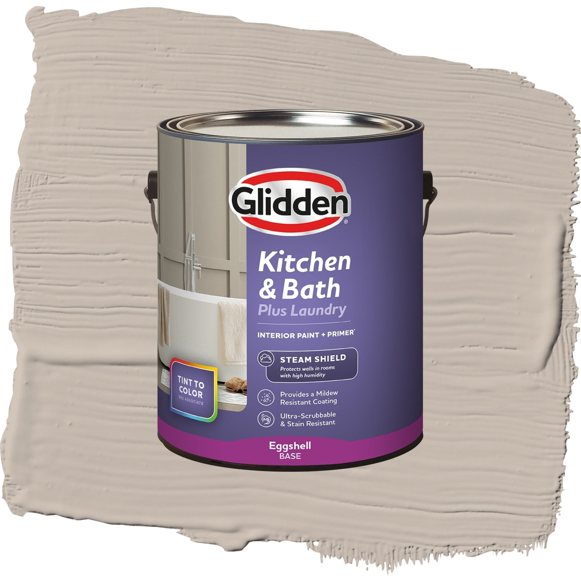 Glidden Glidden Kitchen Bath and Laundry Legendary / Gray, Eggshell Interior Paint with Primer, 1 Gallon