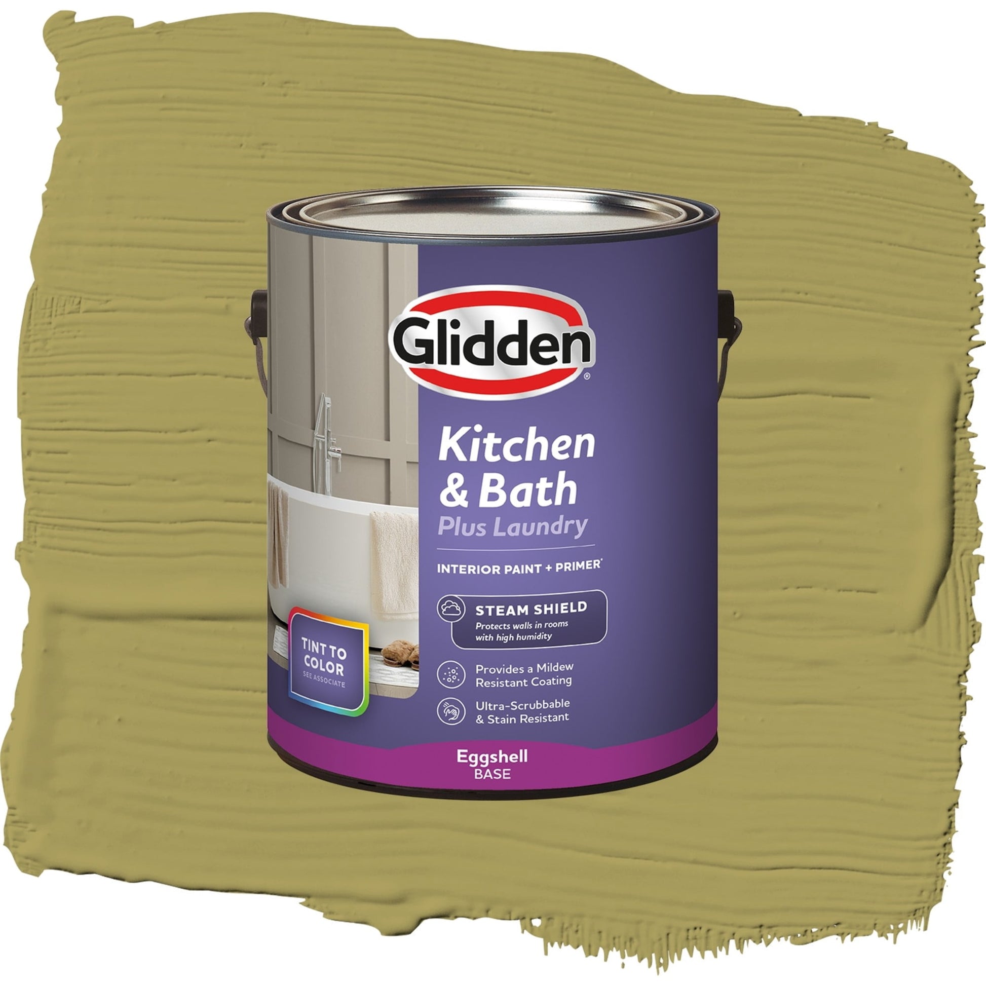 Glidden Glidden Kitchen Bath and Laundry Loveliest Leaves / Green, Eggshell Interior Paint with Primer, 1 Gallon
