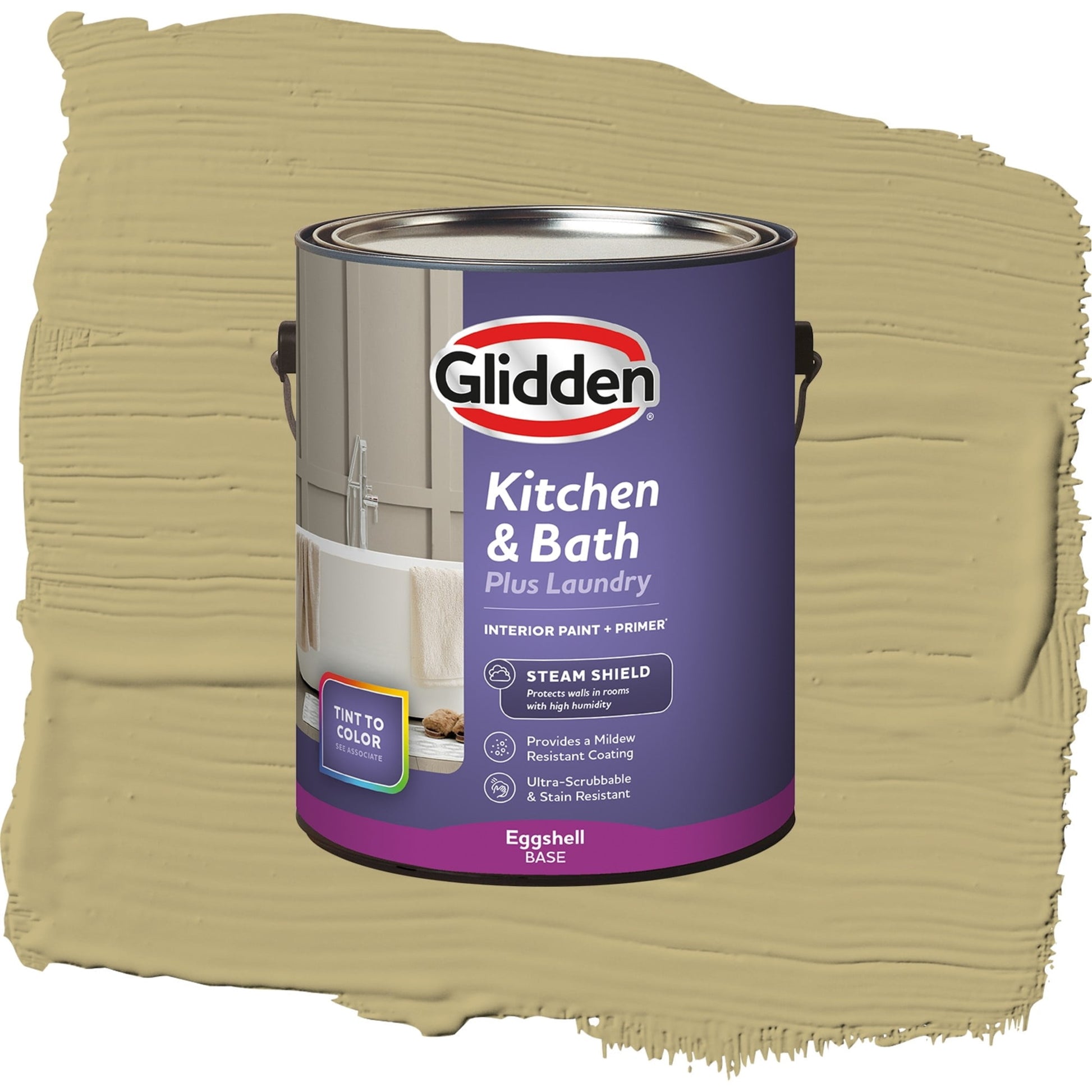 Glidden Glidden Kitchen Bath and Laundry Nettle / Green, Eggshell Interior Paint with Primer, 1 Gallon