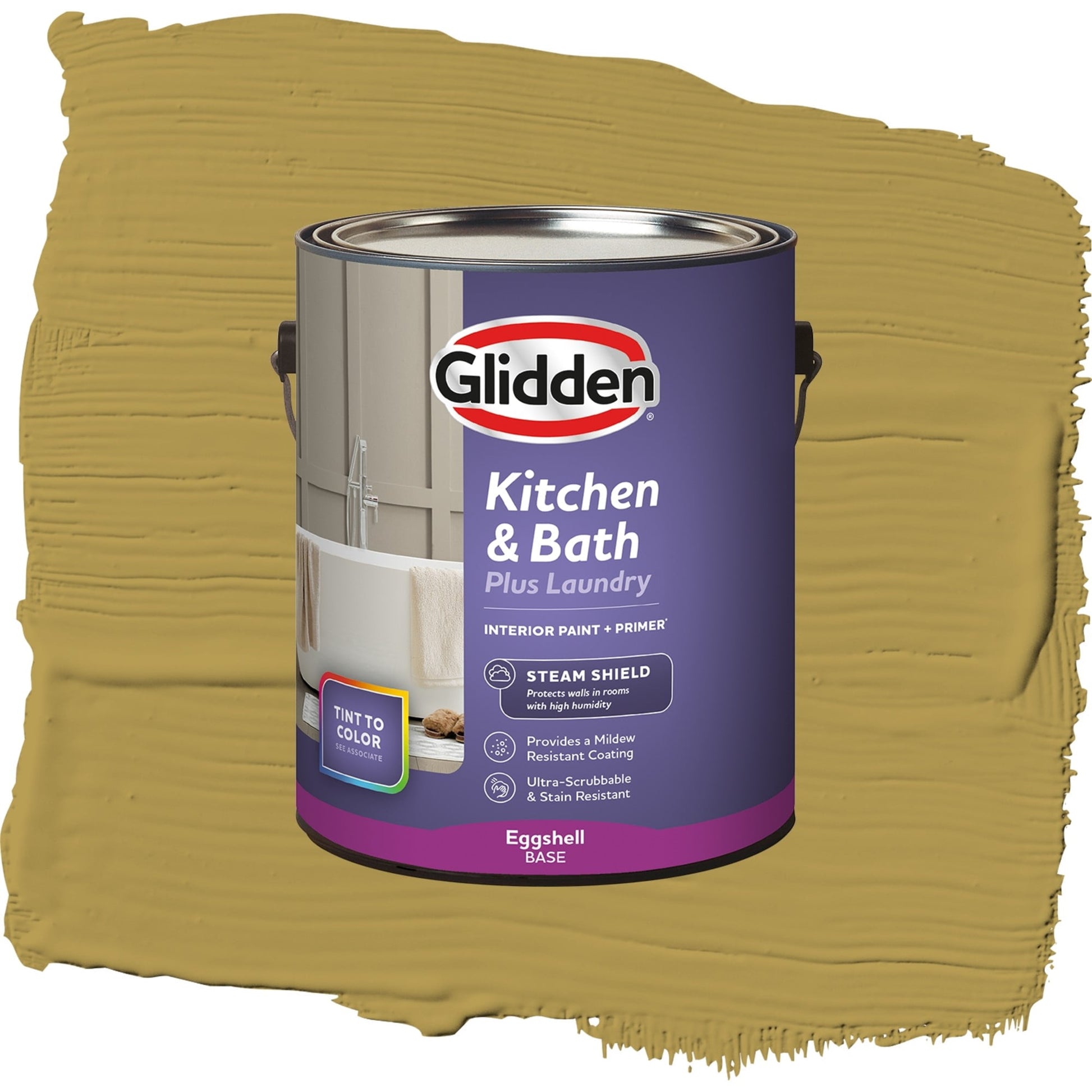 Glidden Glidden Kitchen Bath and Laundry Obsession / Yellow, Eggshell Interior Paint with Primer, 1 Gallon