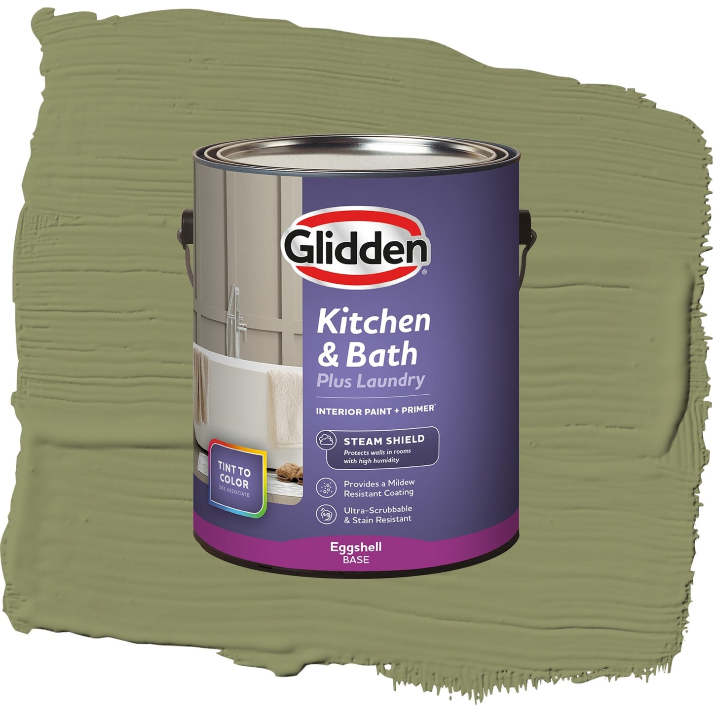 Glidden Glidden Kitchen Bath and Laundry Paid in Full / Green, Eggshell Interior Paint with Primer, 1 Gallon