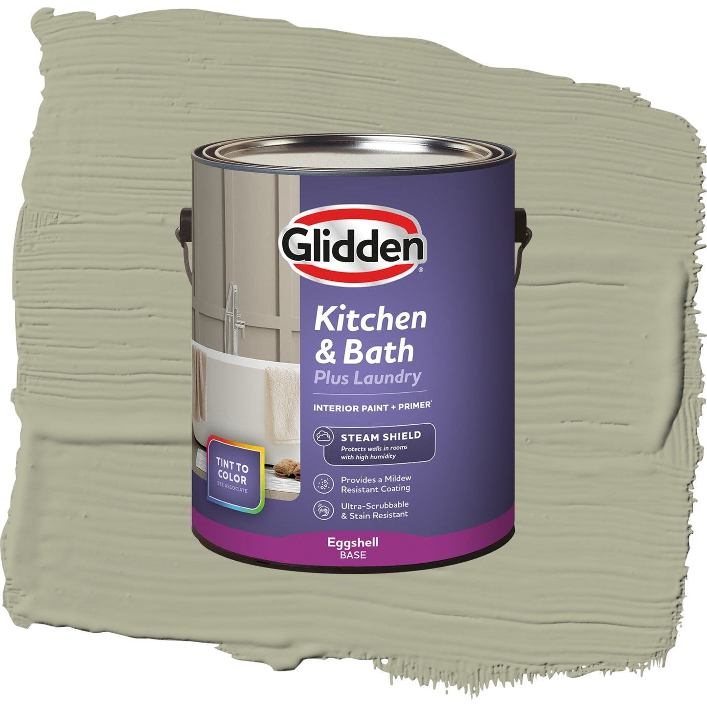 Glidden Glidden Kitchen Bath and Laundry Photo Gray / Green, Eggshell Interior Paint with Primer, 1 Gallon