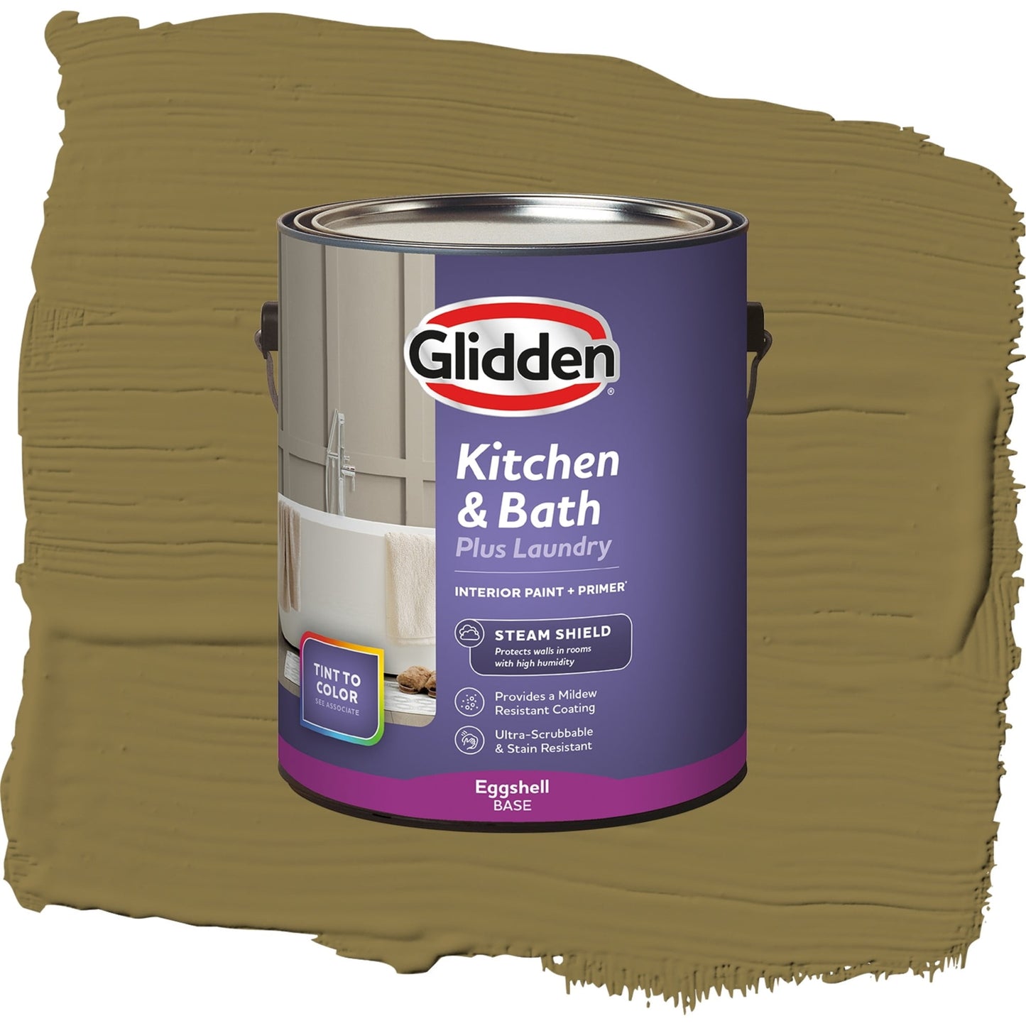 Glidden Glidden Kitchen Bath and Laundry Pickled Okra / Green, Eggshell Interior Paint with Primer, 1 Gallon