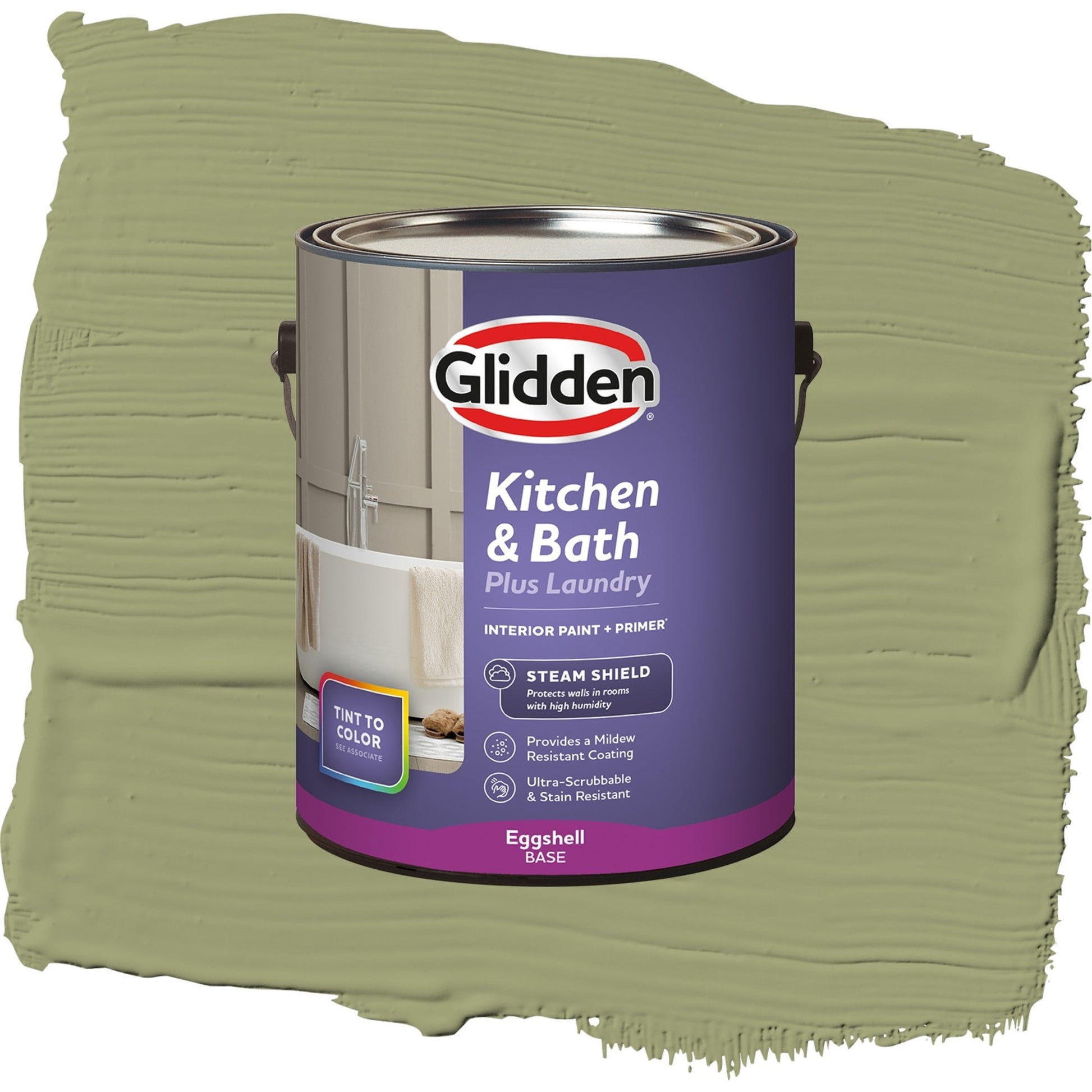 Glidden Glidden Kitchen Bath and Laundry Pine Trail / Green, Eggshell Interior Paint with Primer, 1 Gallon