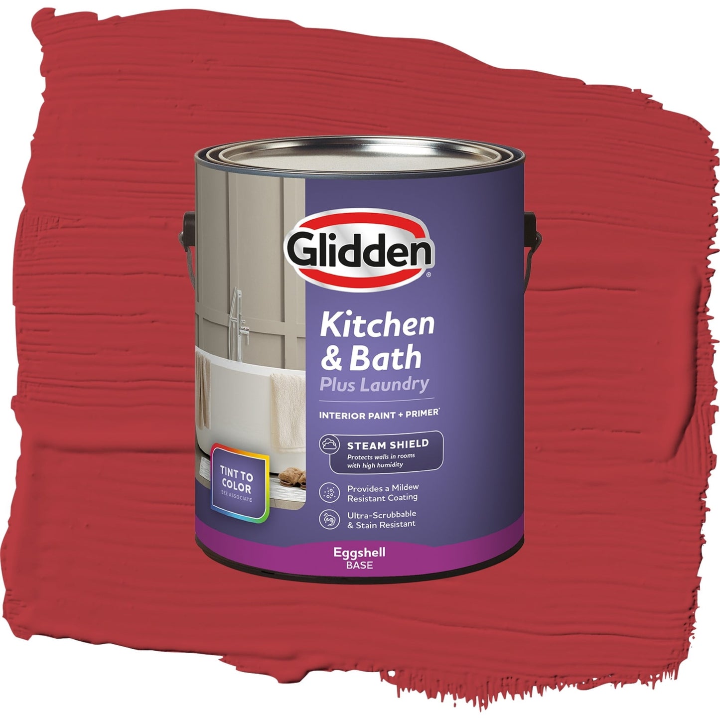 Glidden Glidden Kitchen Bath and Laundry Red Gumball / Red, Eggshell Interior Paint with Primer, 1 Gallon