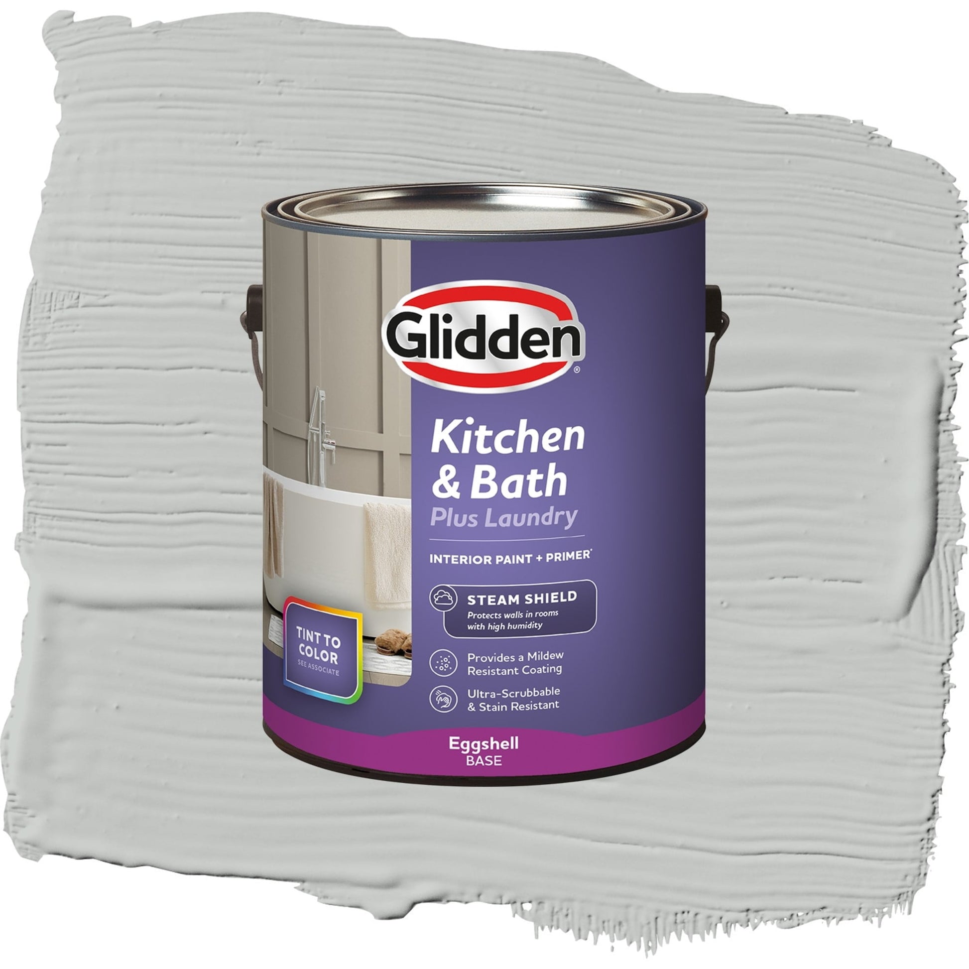 Glidden Glidden Kitchen Bath and Laundry Solitary State / Gray, Eggshell Interior Paint with Primer, 1 Gallon