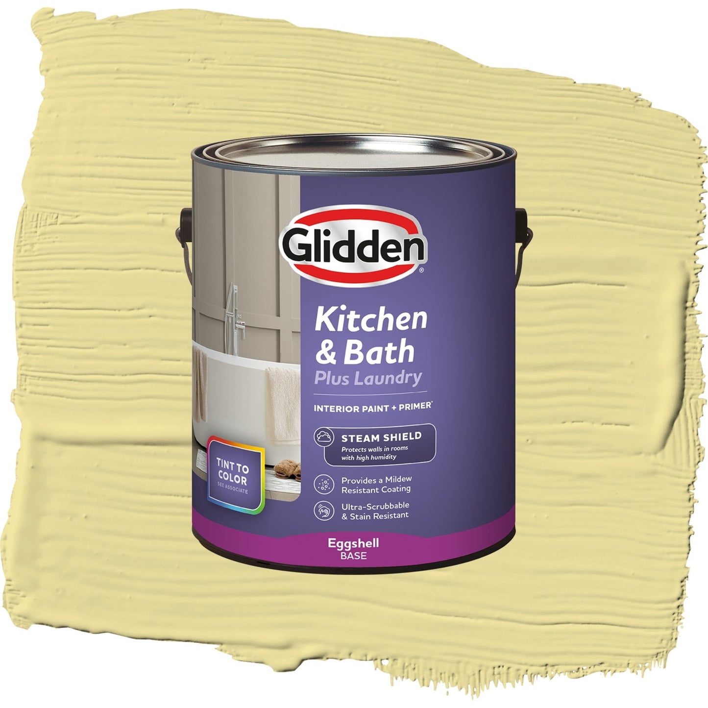 Glidden Glidden Kitchen Bath and Laundry Subtle Sunshine / Yellow, Eggshell Interior Paint with Primer, 1 Gallon