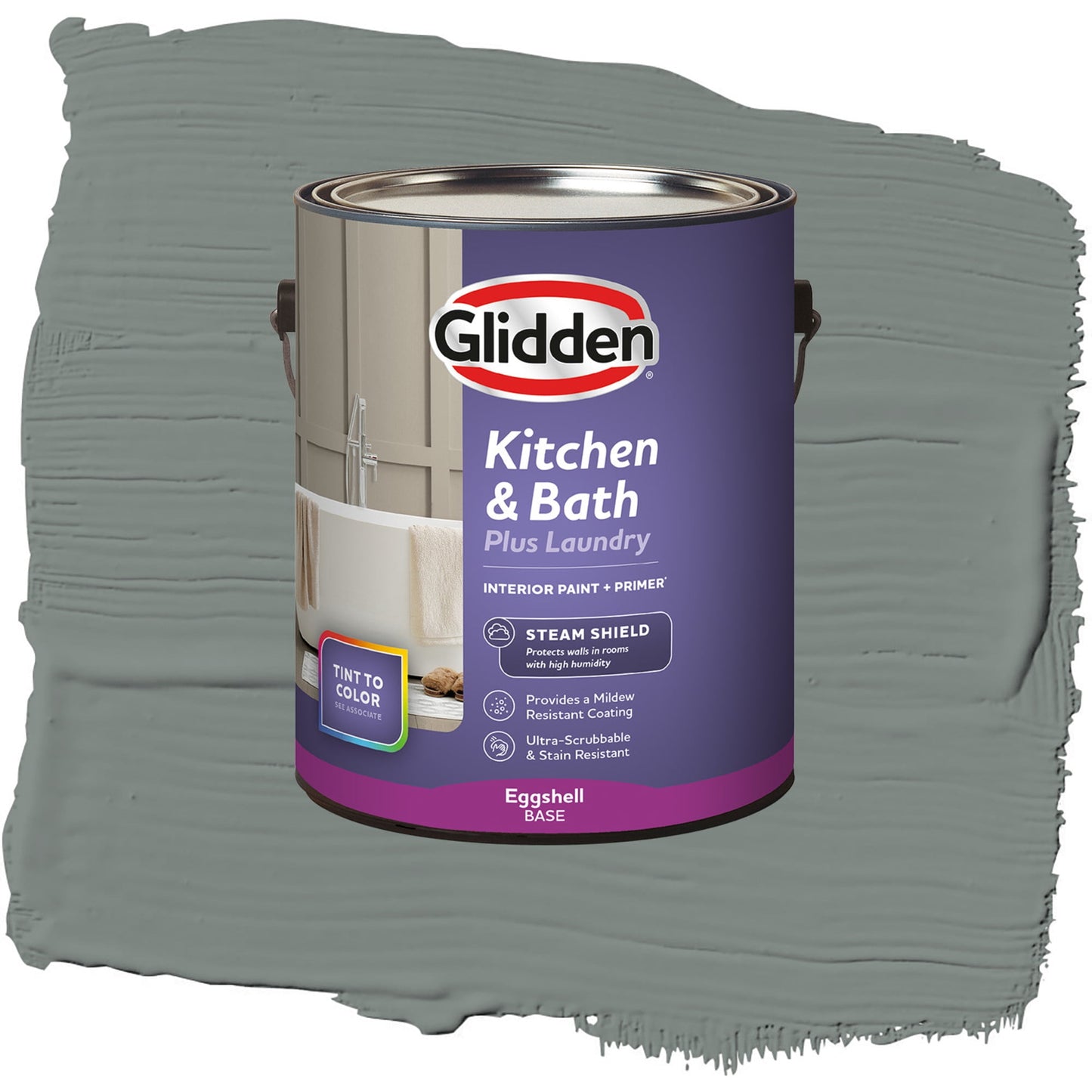 Glidden Glidden Kitchen Bath and Laundry Thunderbolt / Gray, Eggshell Interior Paint with Primer, 1 Gallon