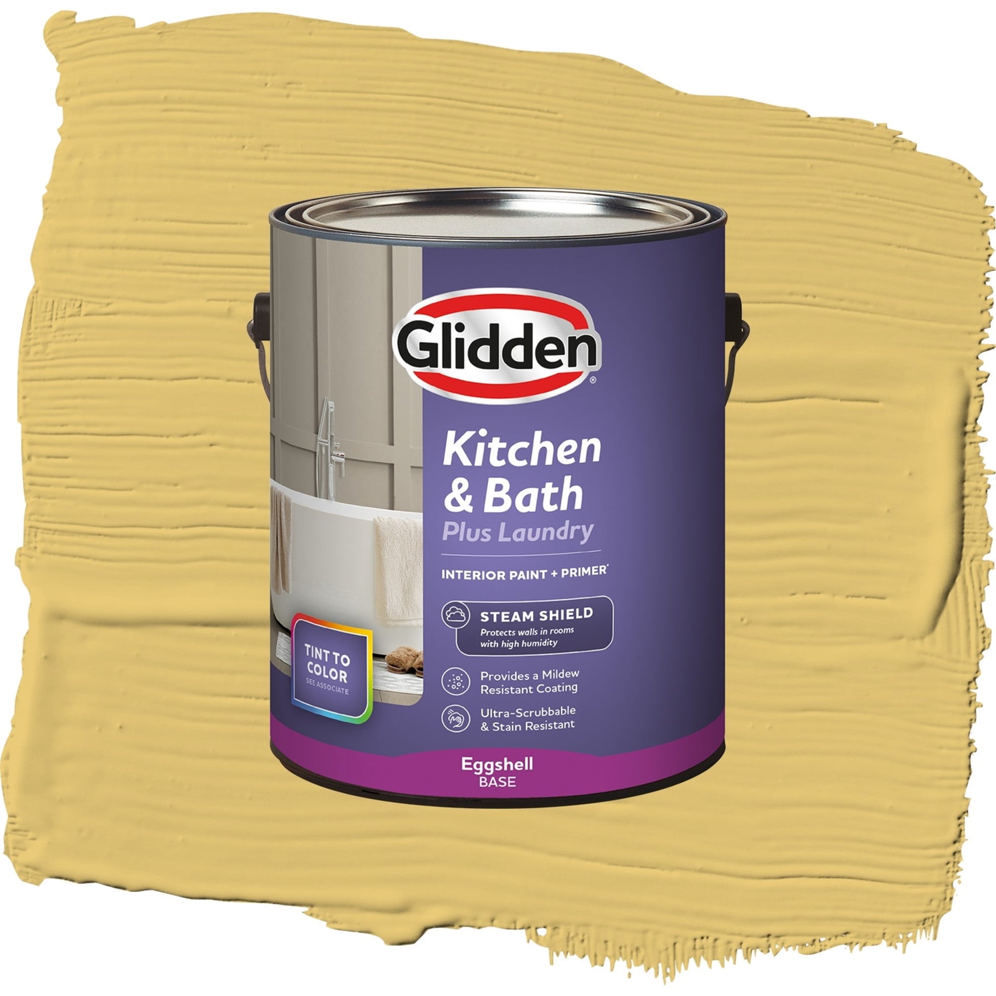 Glidden Glidden Kitchen Bath and Laundry Tropical Siesta / Yellow, Eggshell Interior Paint with Primer, 1 Gallon