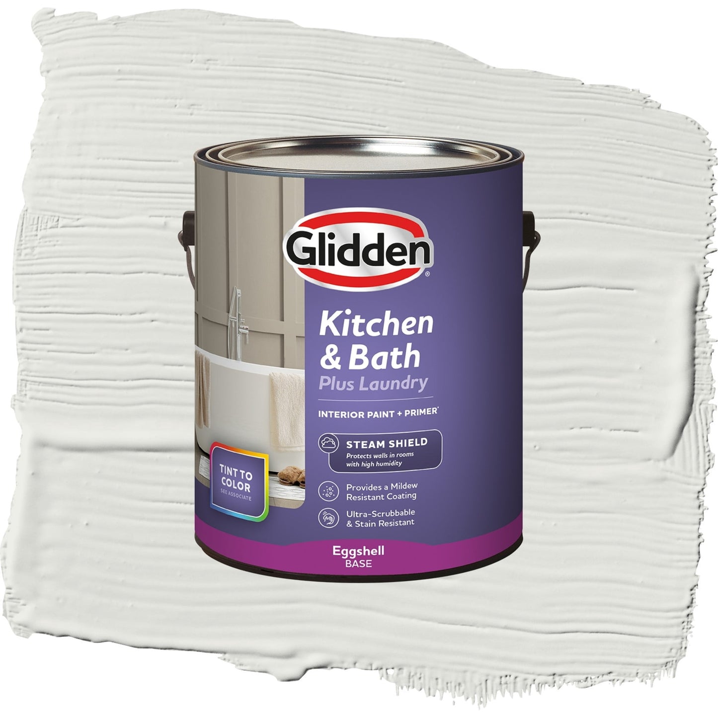 Glidden Glidden Kitchen Bath and Laundry Tundra Frost / White, Eggshell Interior Paint with Primer, 1 Gallon