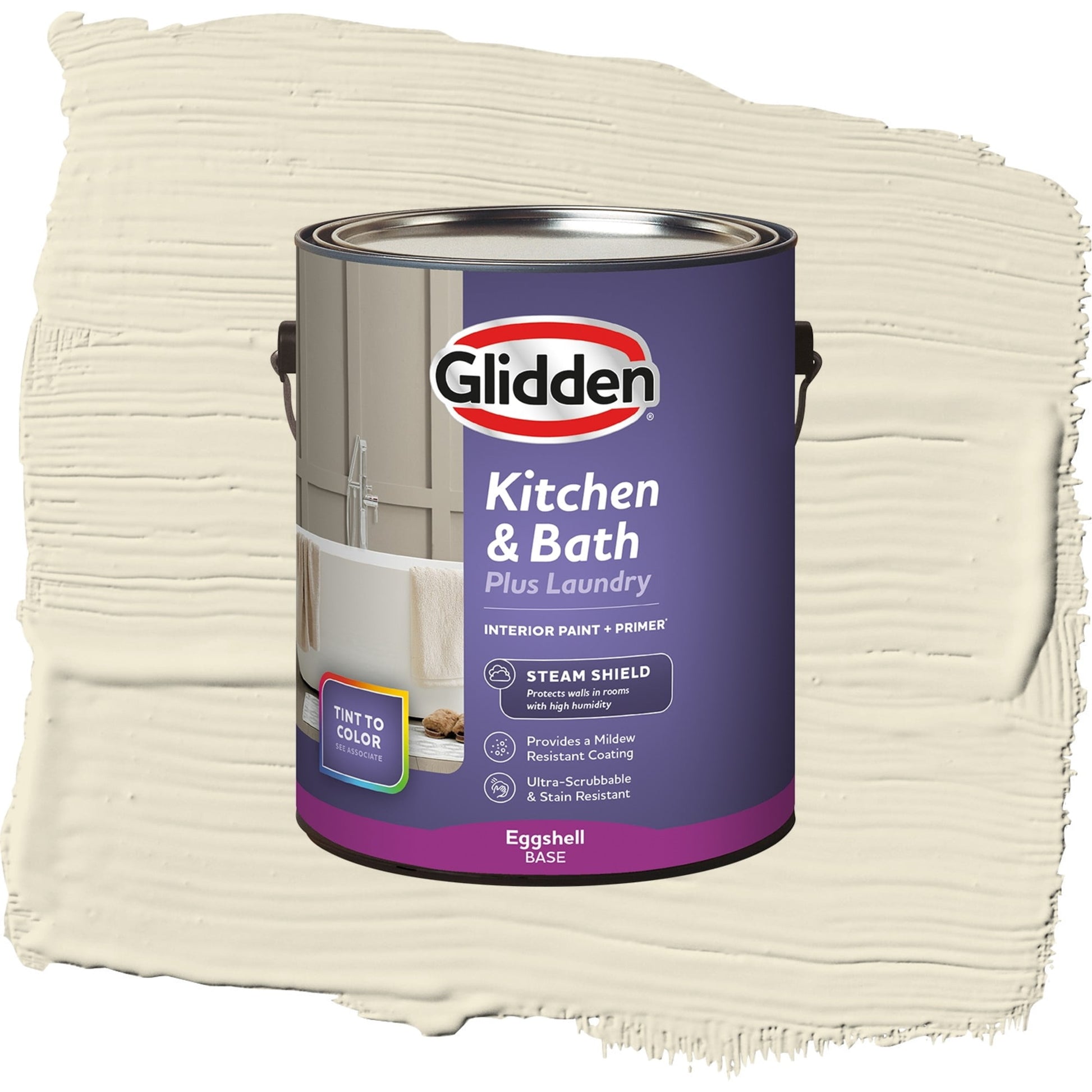 Glidden Glidden Kitchen Bath and Laundry Vanilla Love / White, Eggshell Interior Paint with Primer, 1 Gallon