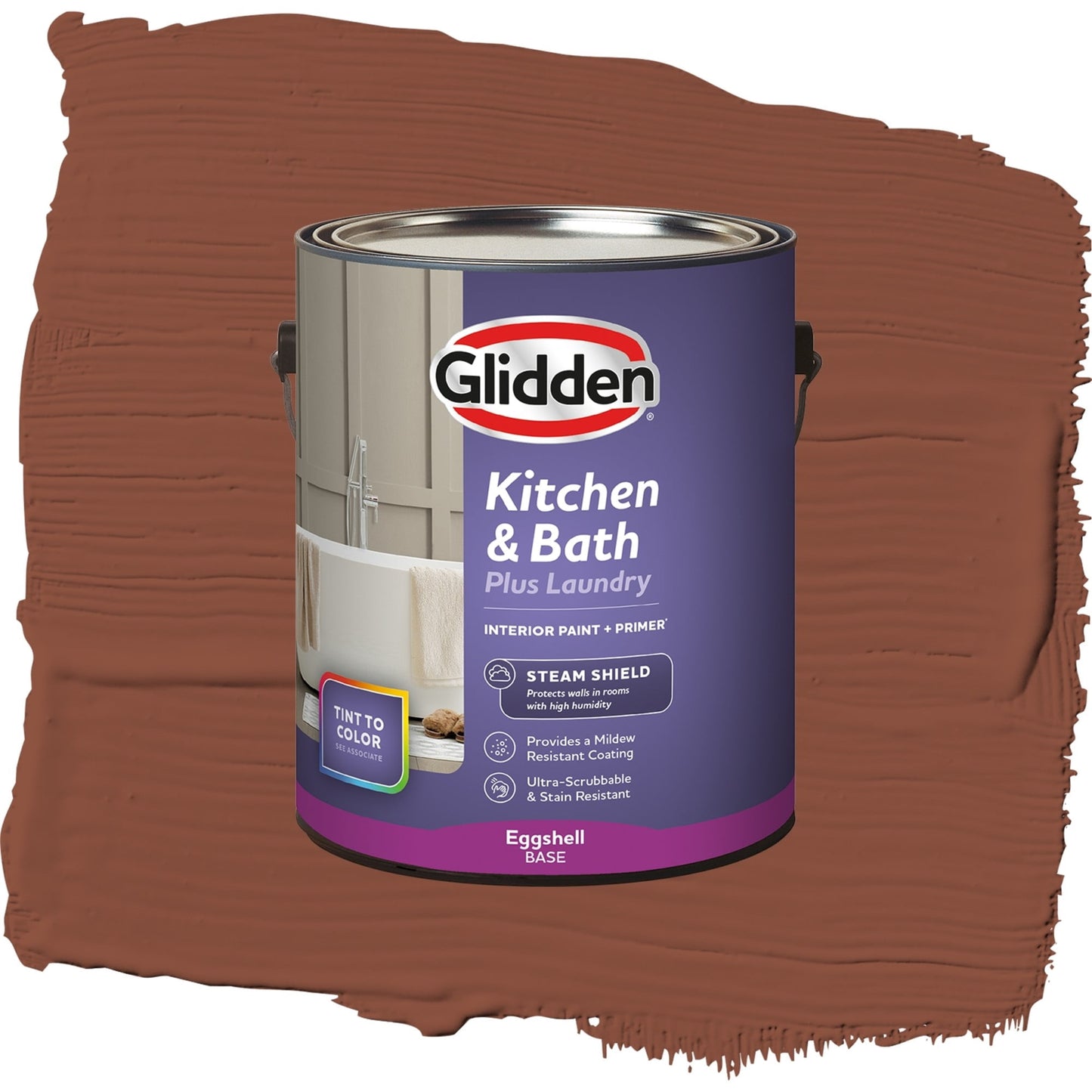Glidden Glidden Kitchen Bath and Laundry Warm Wassail / Brown, Eggshell Interior Paint with Primer, 1 Gallon