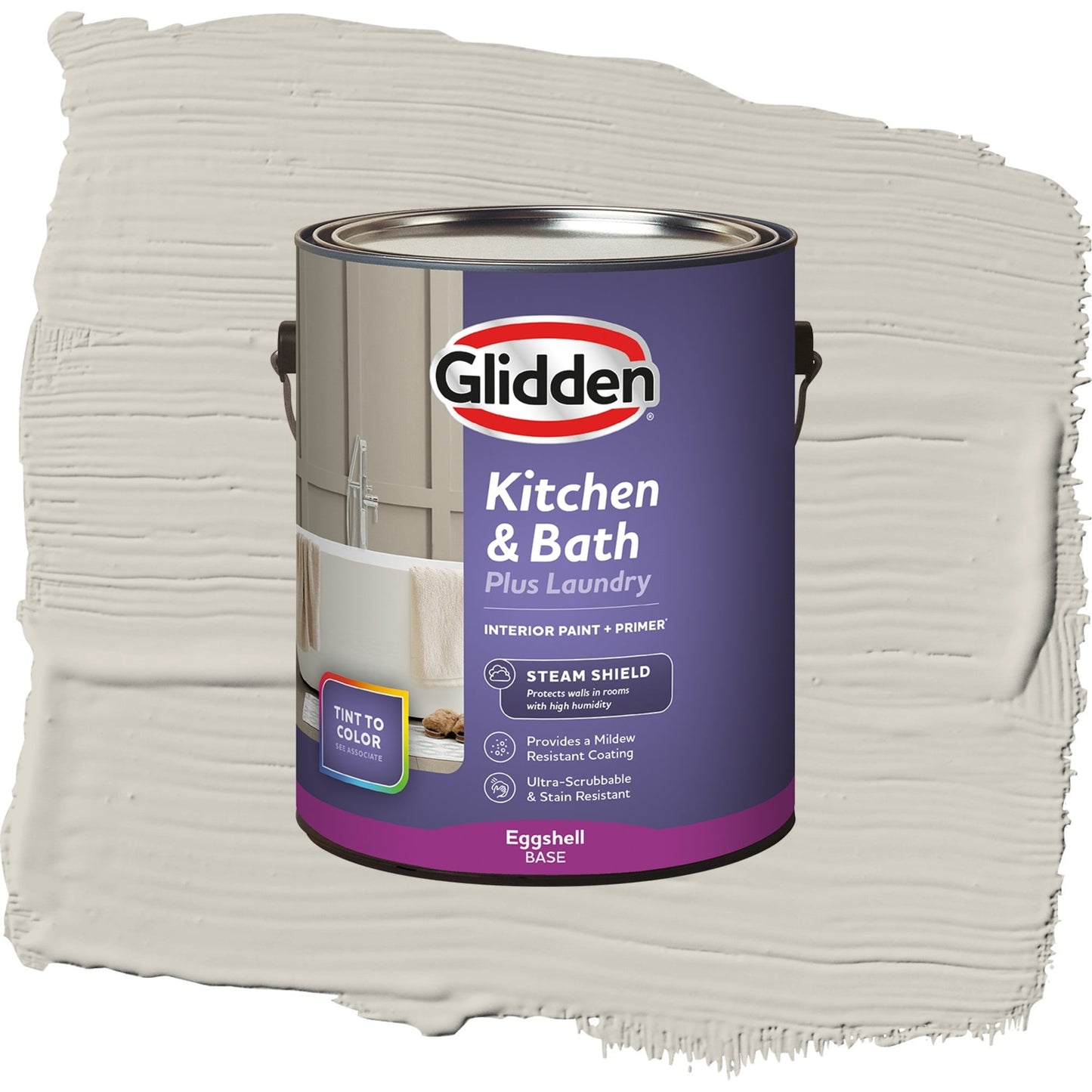 Glidden Glidden Kitchen Bath and Laundry Whiskers / Gray, Eggshell Interior Paint with Primer, 1 Gallon