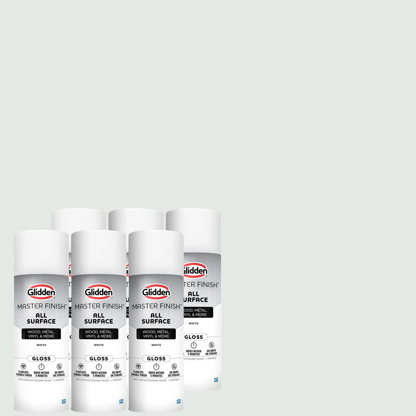 Glidden Master Finish 12 oz. Gloss White Interior/Exterior All Surface Spray Paint and Primer, 6 Pack