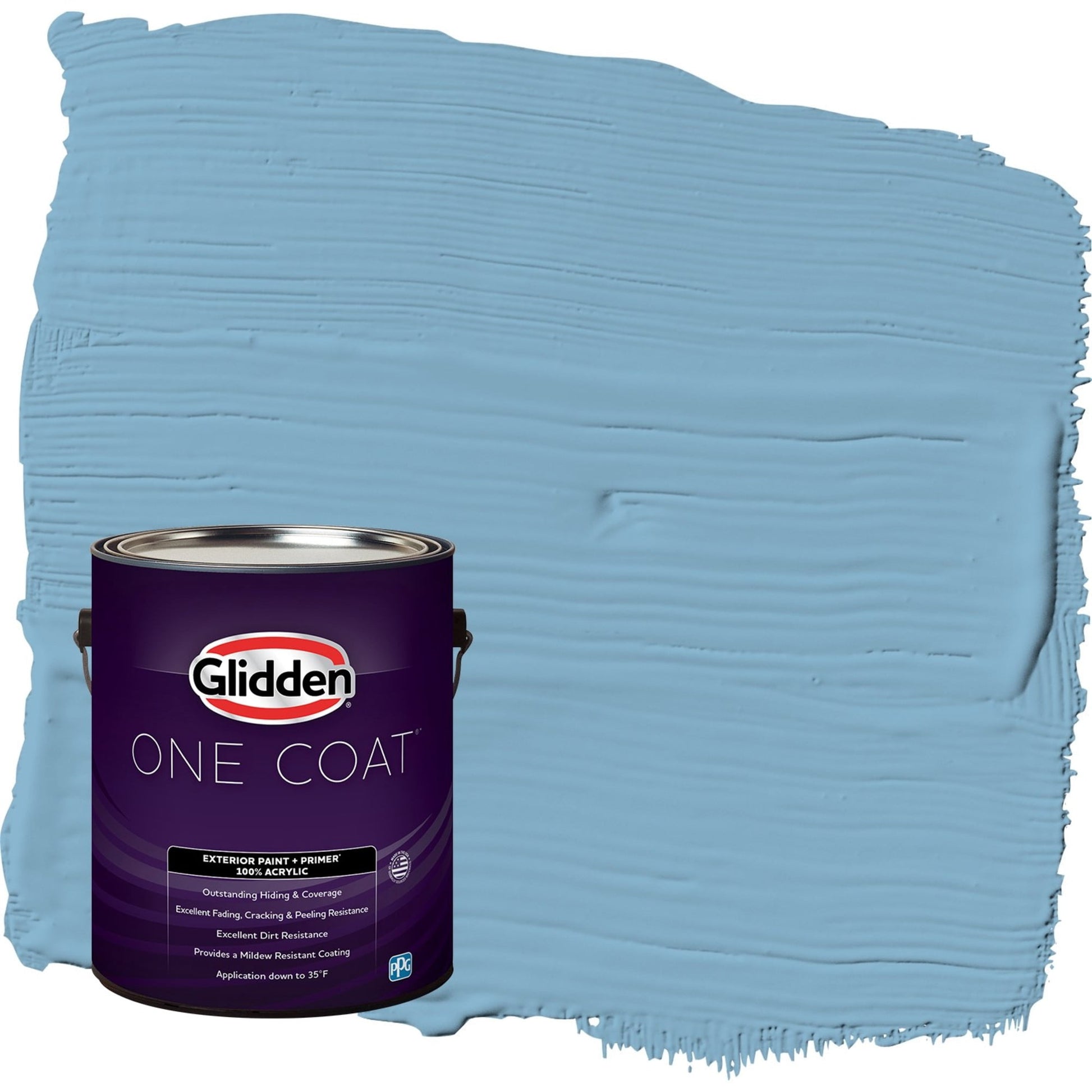 Glidden One Coat Arabella / Blue Semi-Gloss Exterior Paint with Primer, 1 Gallon