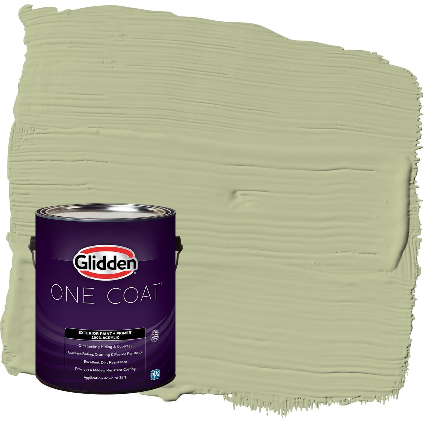 Glidden One Coat Bahia Grass / Green Semi-Gloss Exterior Paint with Primer, 1 Gallon