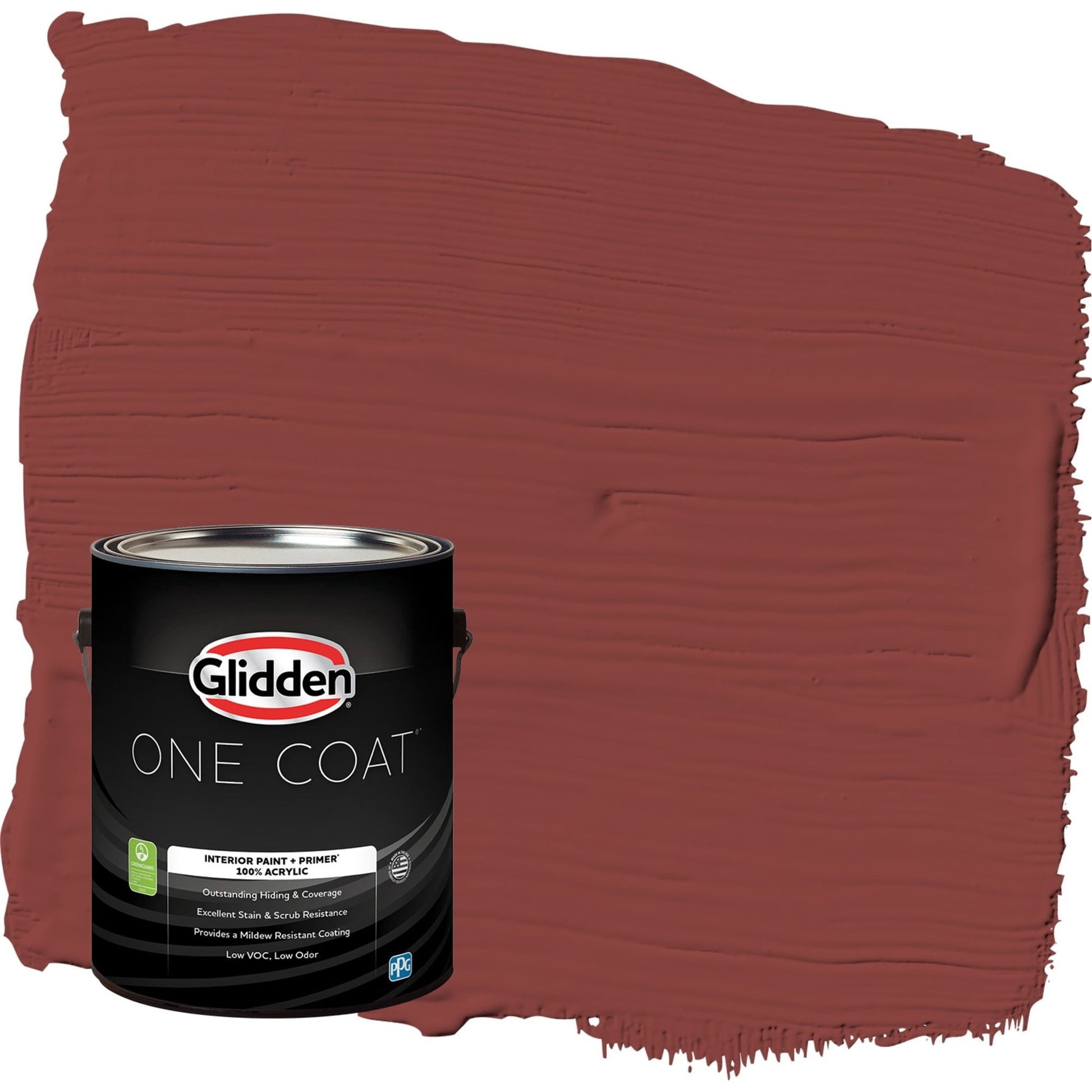 Glidden One Coat Brick Dust / Red Semi-Gloss Interior Paint with Primer, 1 Gallon