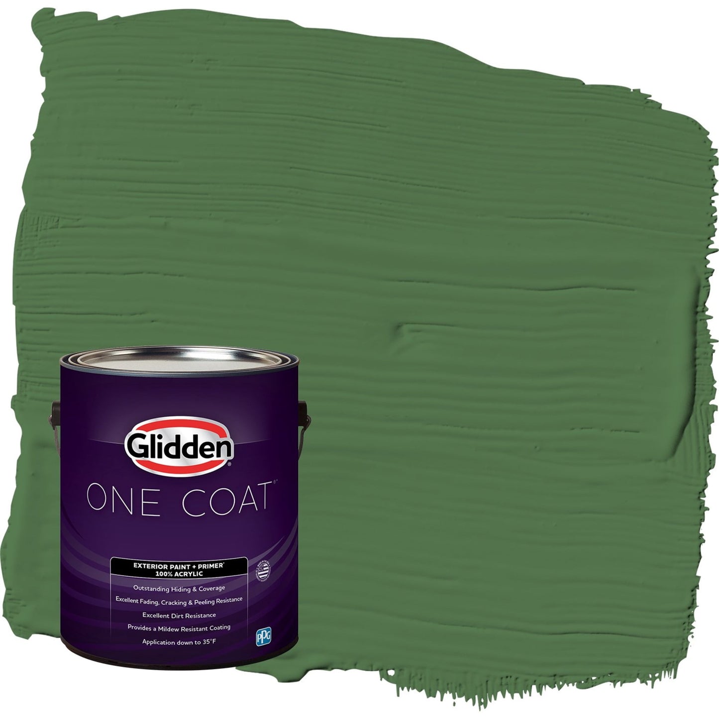 Glidden One Coat Clover Leaf / Green Semi-Gloss Exterior Paint with Primer, 1 Gallon