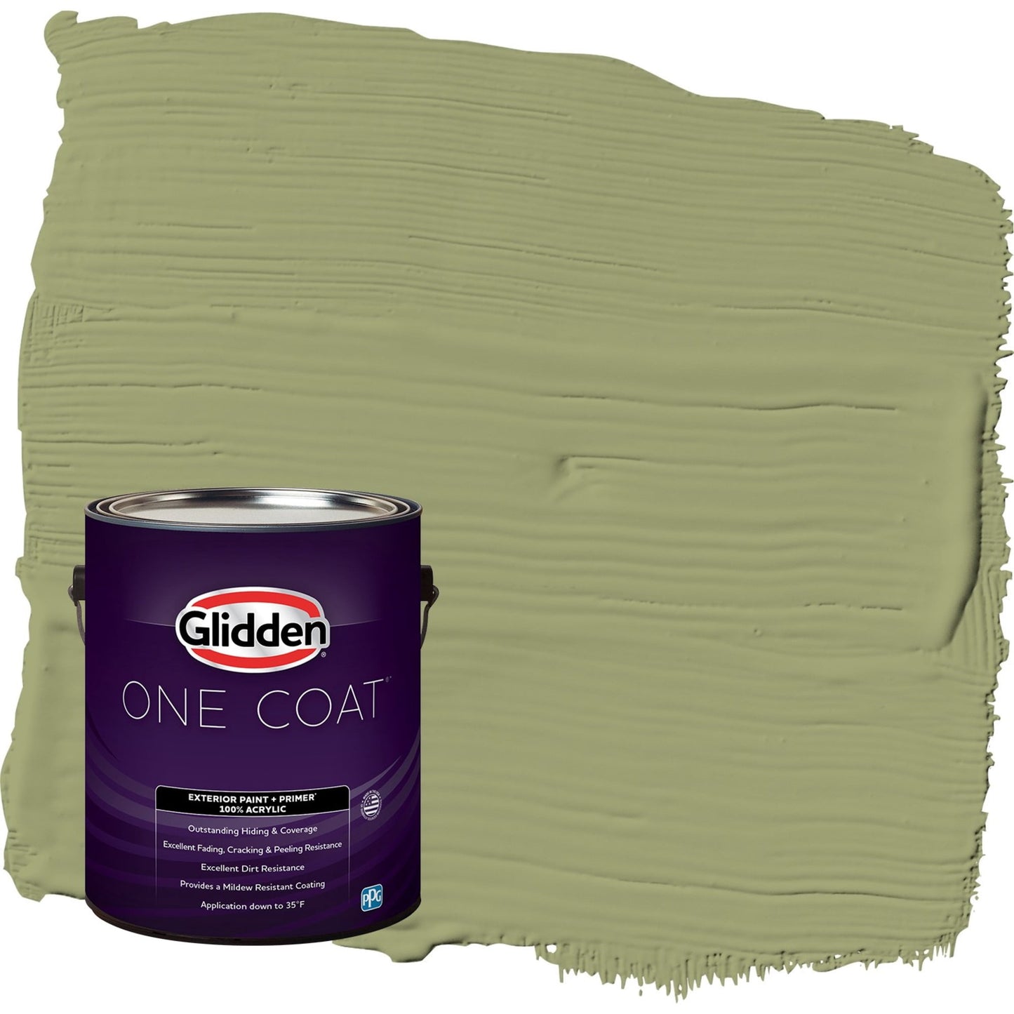 Glidden One Coat Dill / Green Semi-Gloss Exterior Paint with Primer, 1 Gallon