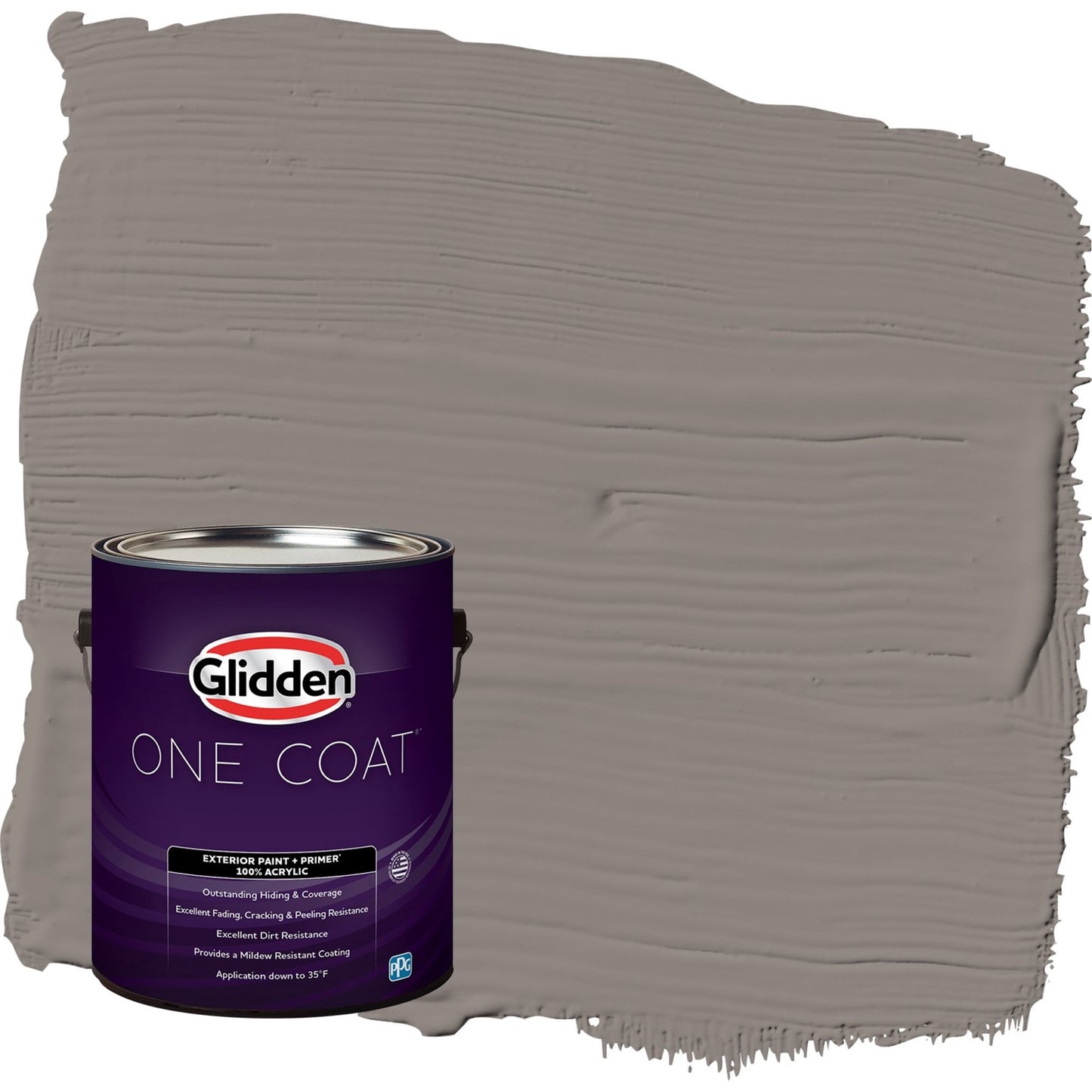 Glidden One Coat Elephant Gray / Grey Semi-Gloss Exterior Paint with Primer, 1 Gallon