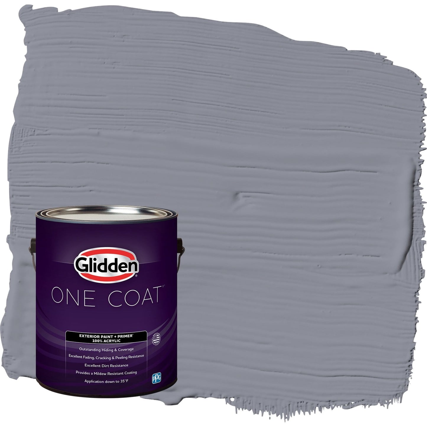 Glidden One Coat Flannel Pajamas / Grey Semi-Gloss Exterior Paint with Primer, 1 Gallon