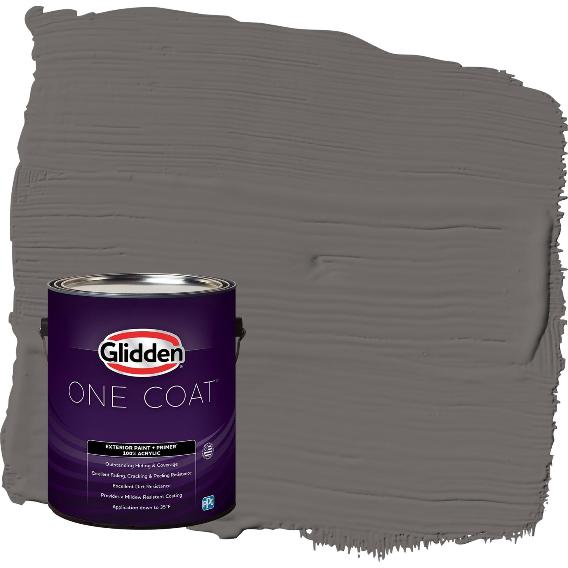 Glidden One Coat Gibraltar Gray / Grey Semi-Gloss Exterior Paint with Primer, 1 Gallon