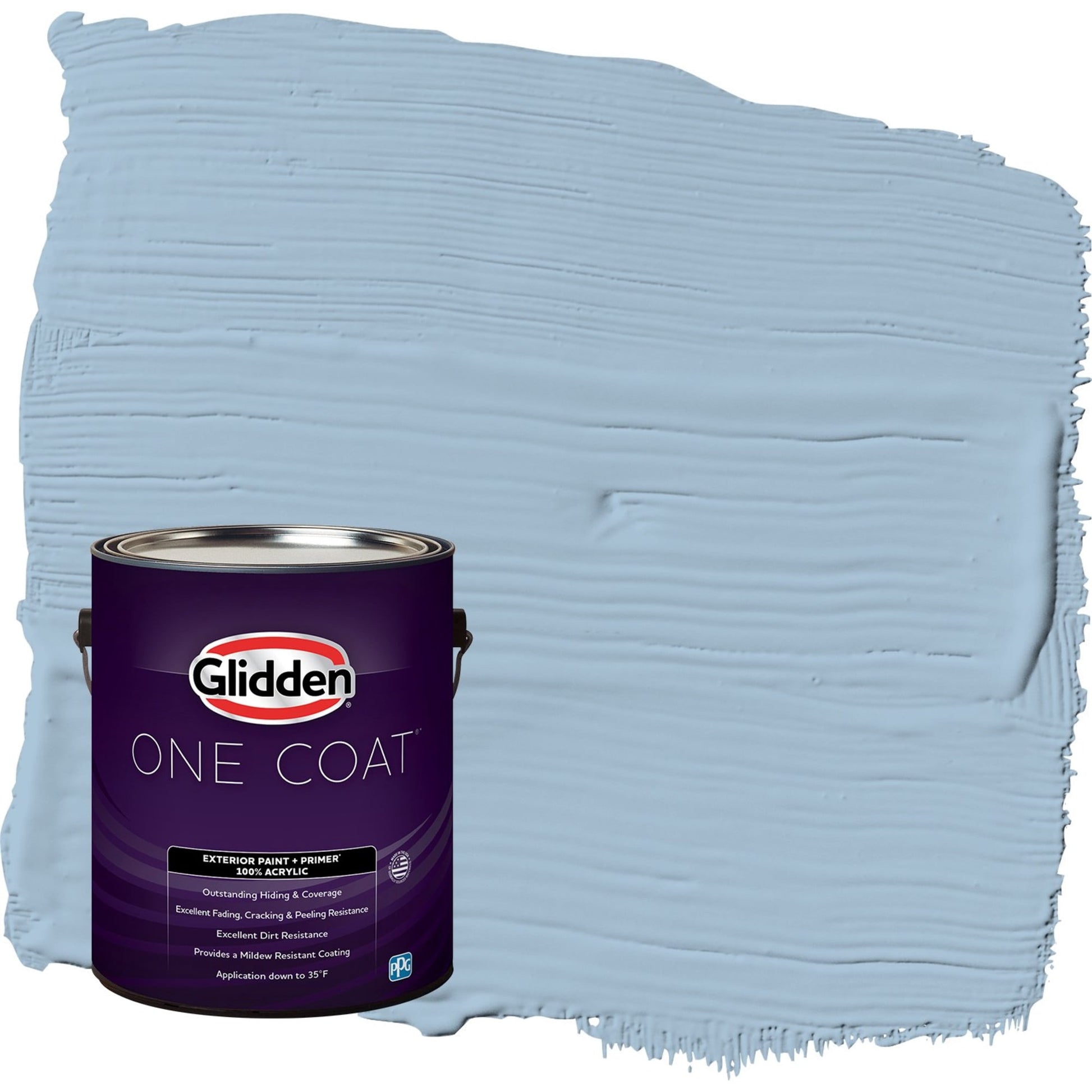 Glidden One Coat Heavenly Blue / Blue Semi-Gloss Exterior Paint with Primer, 1 Gallon