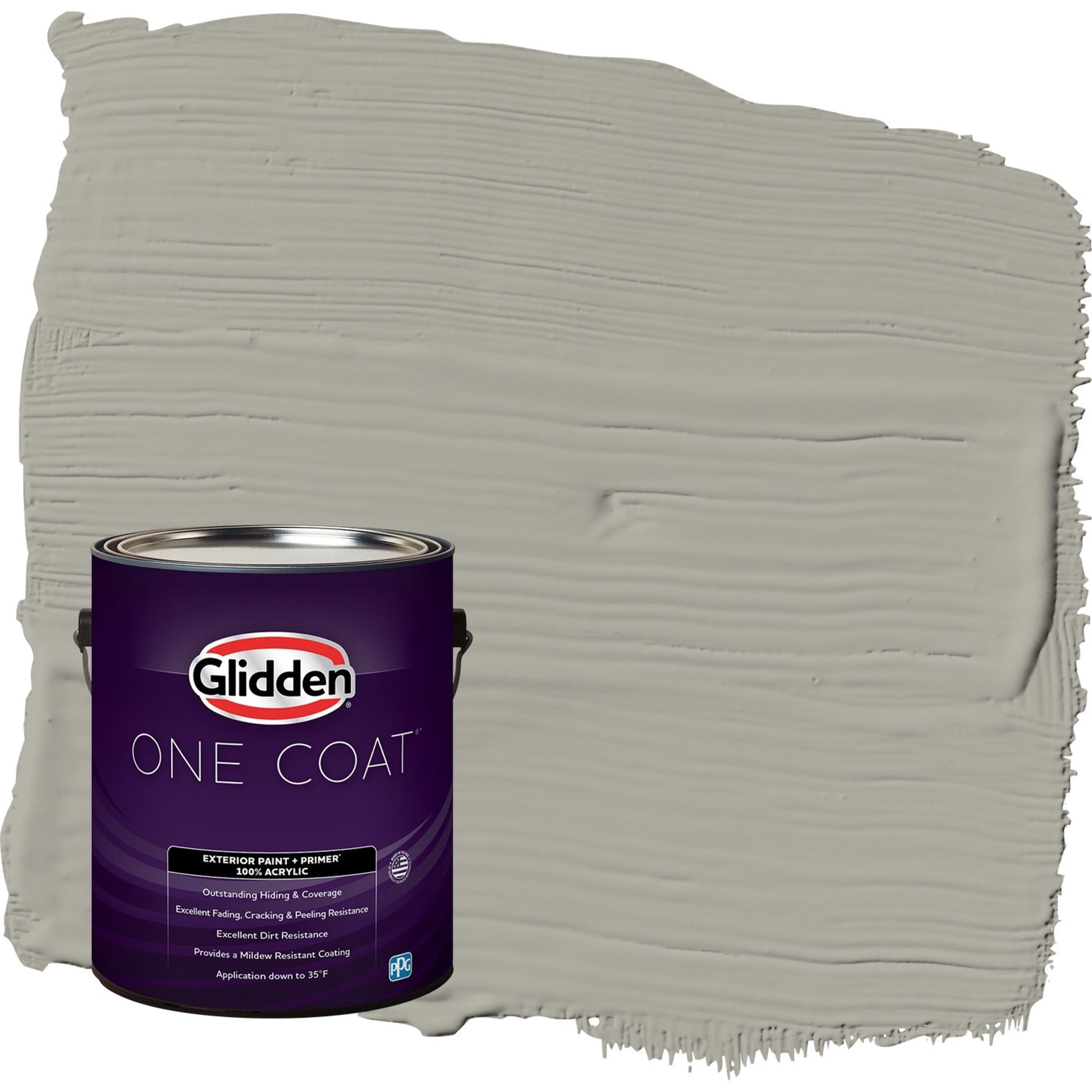 Glidden One Coat Hot Stone / Gray Semi-Gloss Exterior Paint with Primer, 1 Gallon