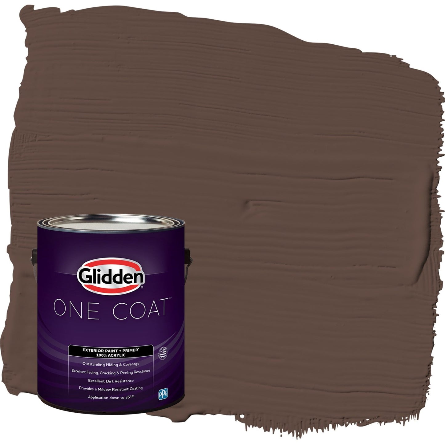 Glidden One Coat Little Bear / Brown Semi-Gloss Exterior Paint with Primer, 1 Gallon