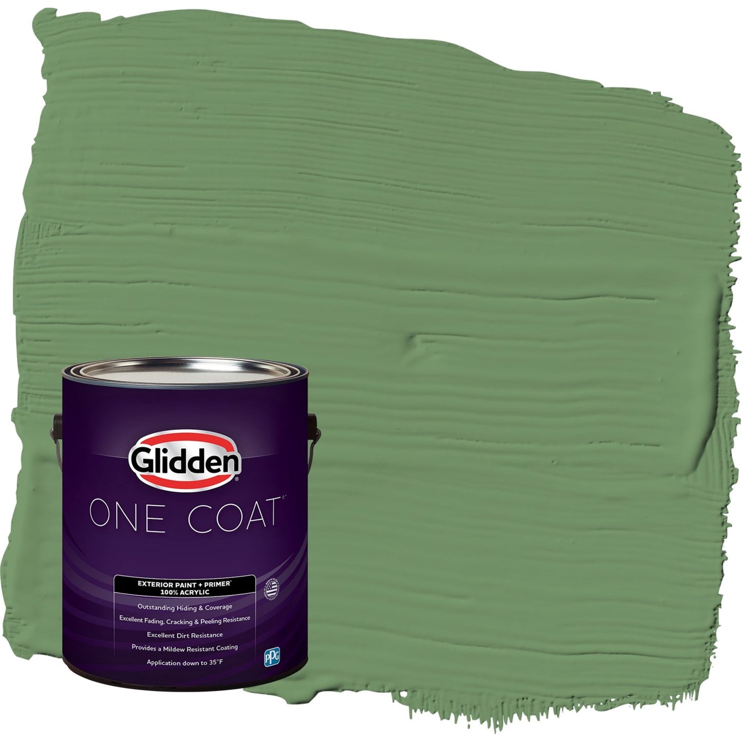 Glidden One Coat Moss Ring / Green Semi-Gloss Exterior Paint with Primer, 1 Gallon