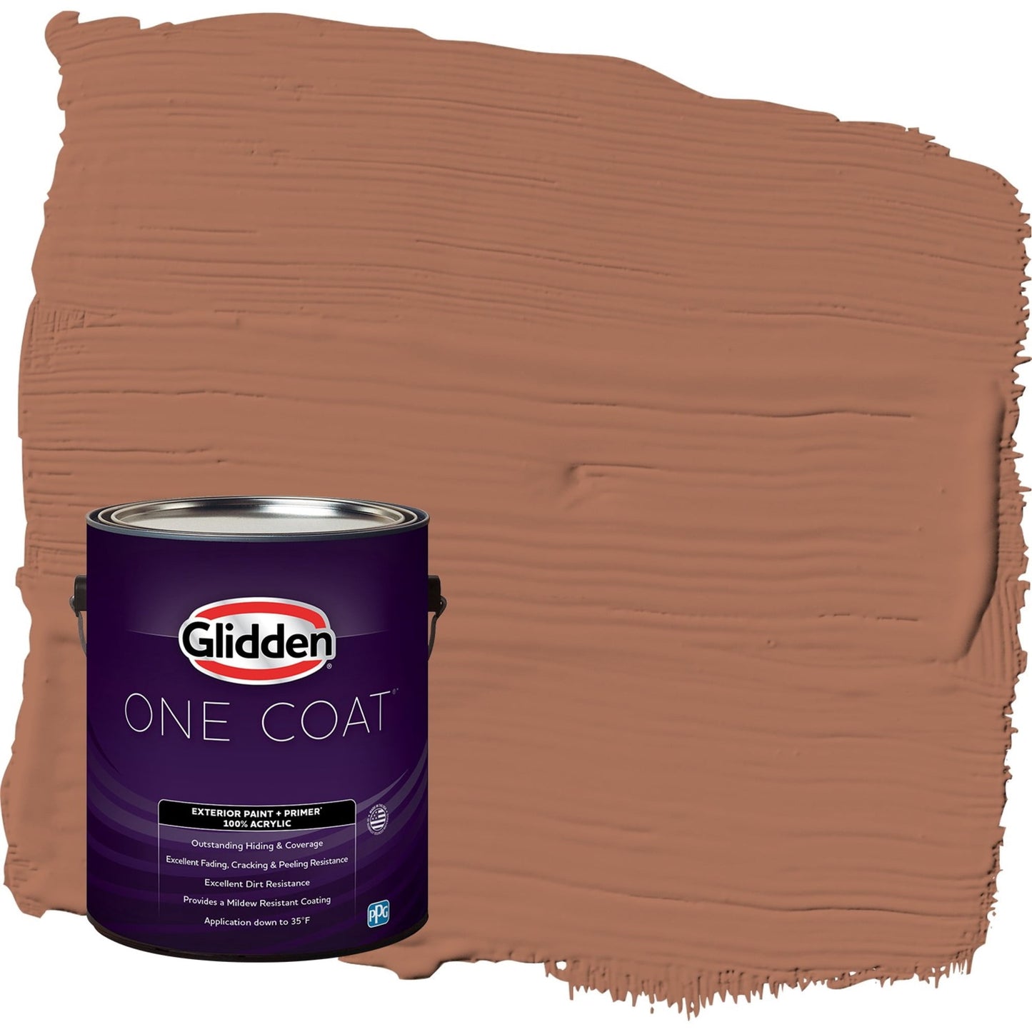 Glidden One Coat Nutmeg / Brown Semi-Gloss Exterior Paint with Primer, 1 Gallon