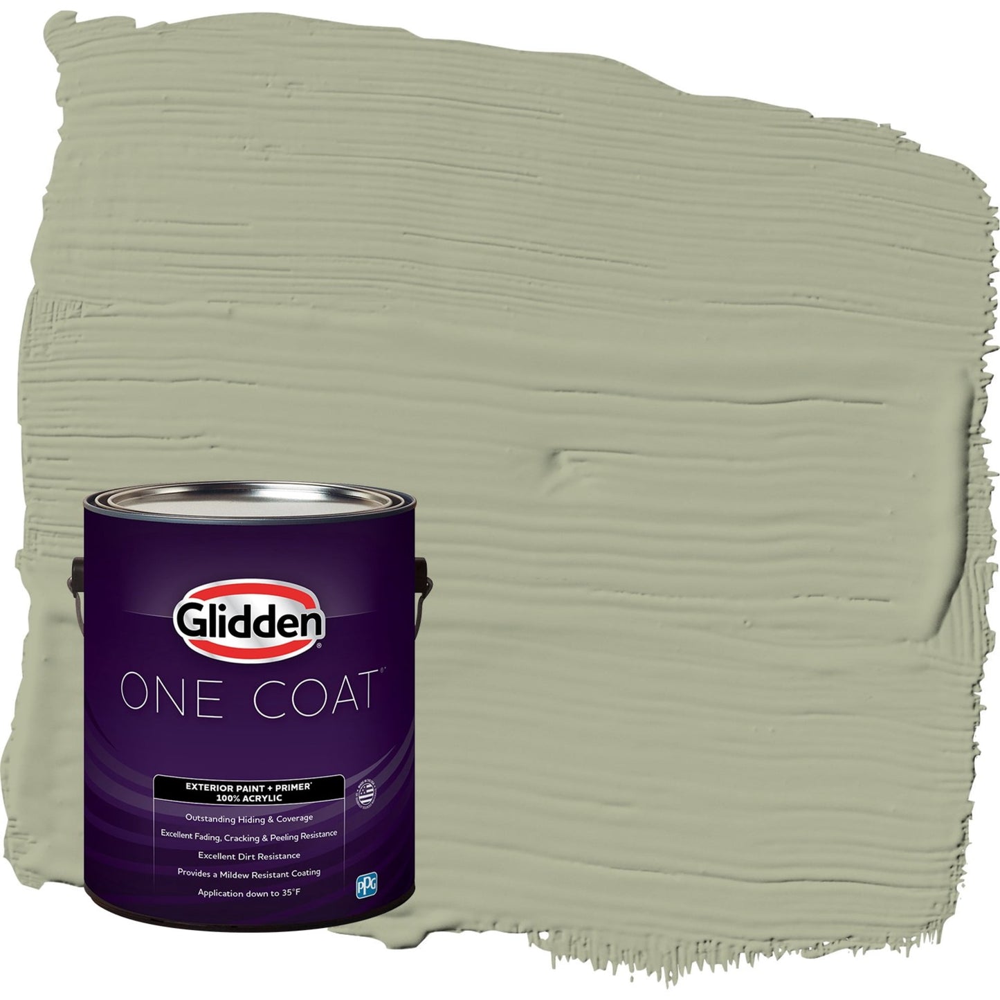 Glidden One Coat Olive Sprig / Green Semi-Gloss Exterior Paint with Primer, 1 Gallon