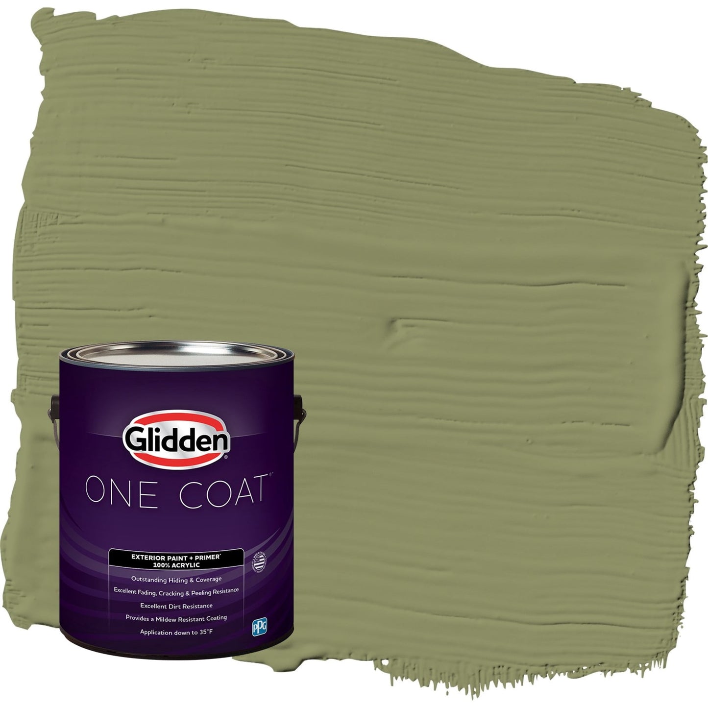 Glidden One Coat Paid in Full / Green Semi-Gloss Exterior Paint with Primer, 1 Gallon