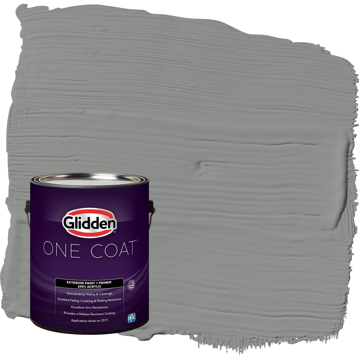 Glidden One Coat Phoenix Fossil / Gray Semi-Gloss Exterior Paint with Primer, 1 Gallon